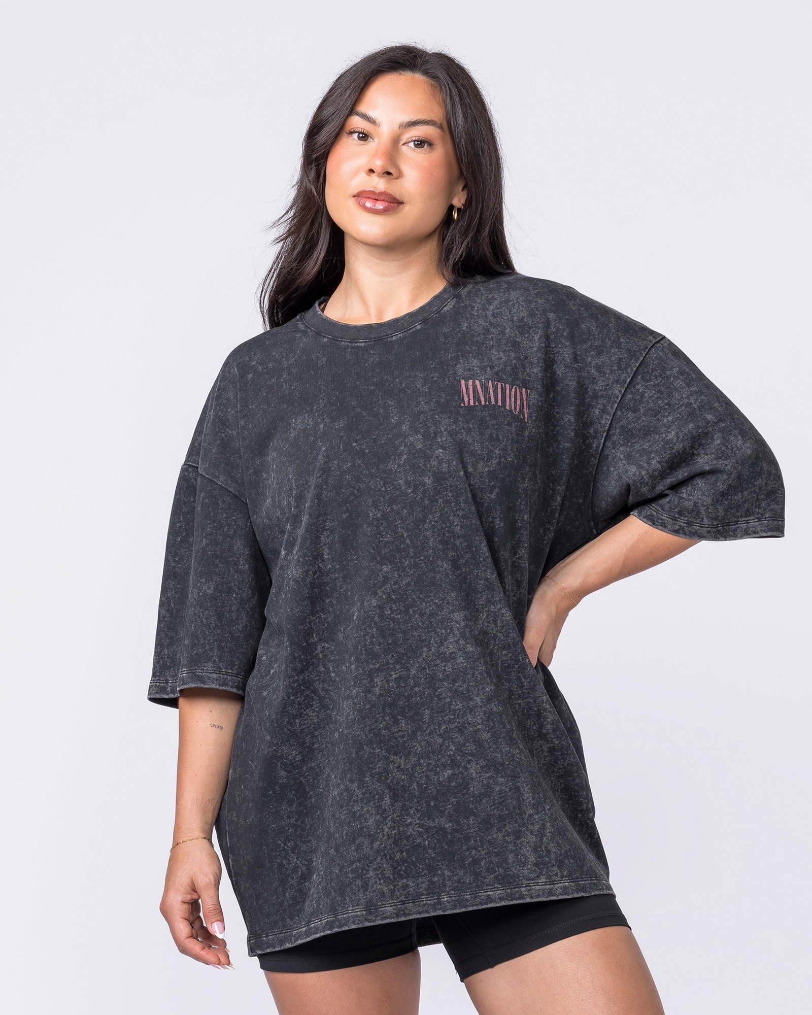 Night Rider Vintage Oversized Tee - Washed Black