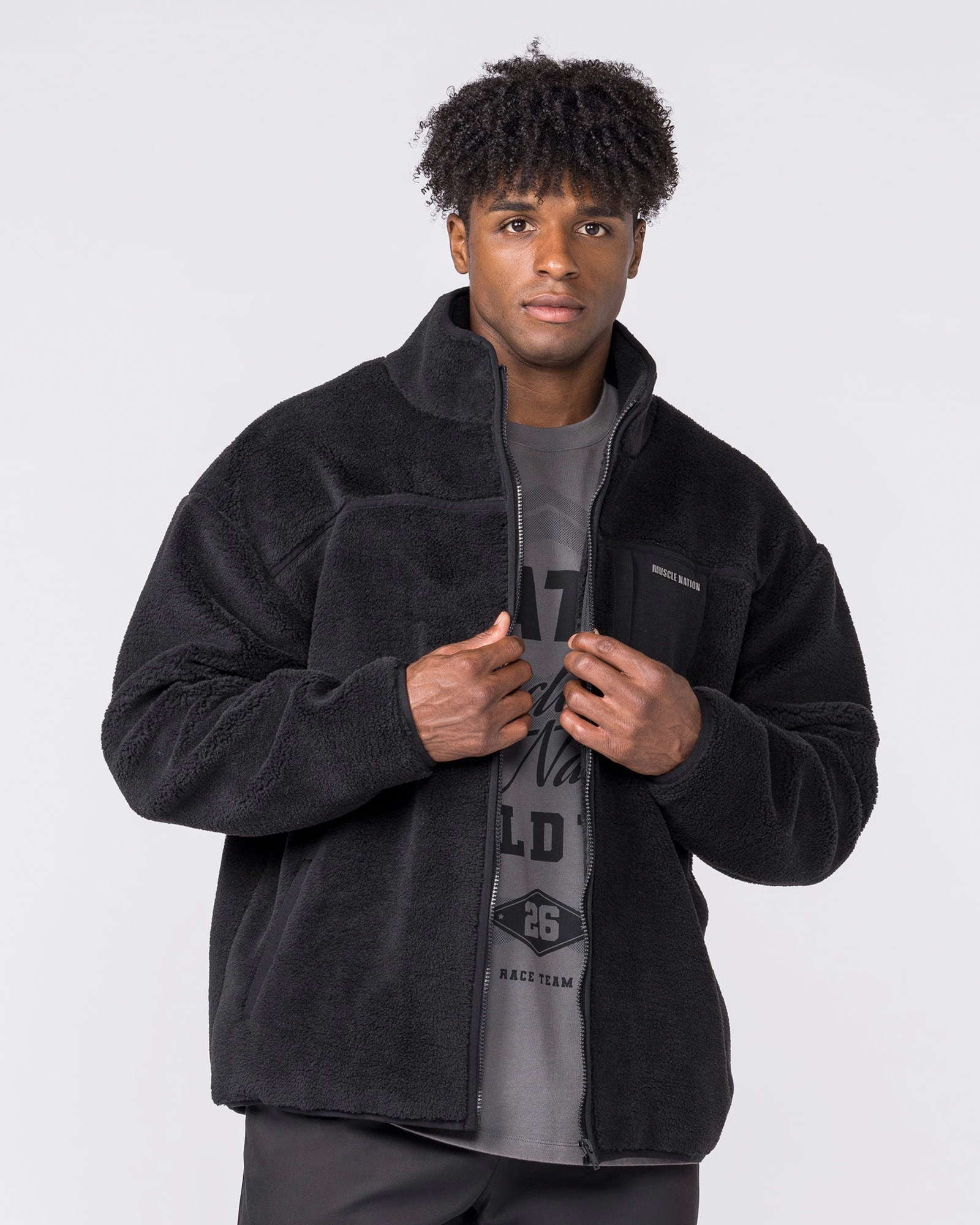 Nomad Sherpa Zip Through Jacket - Black