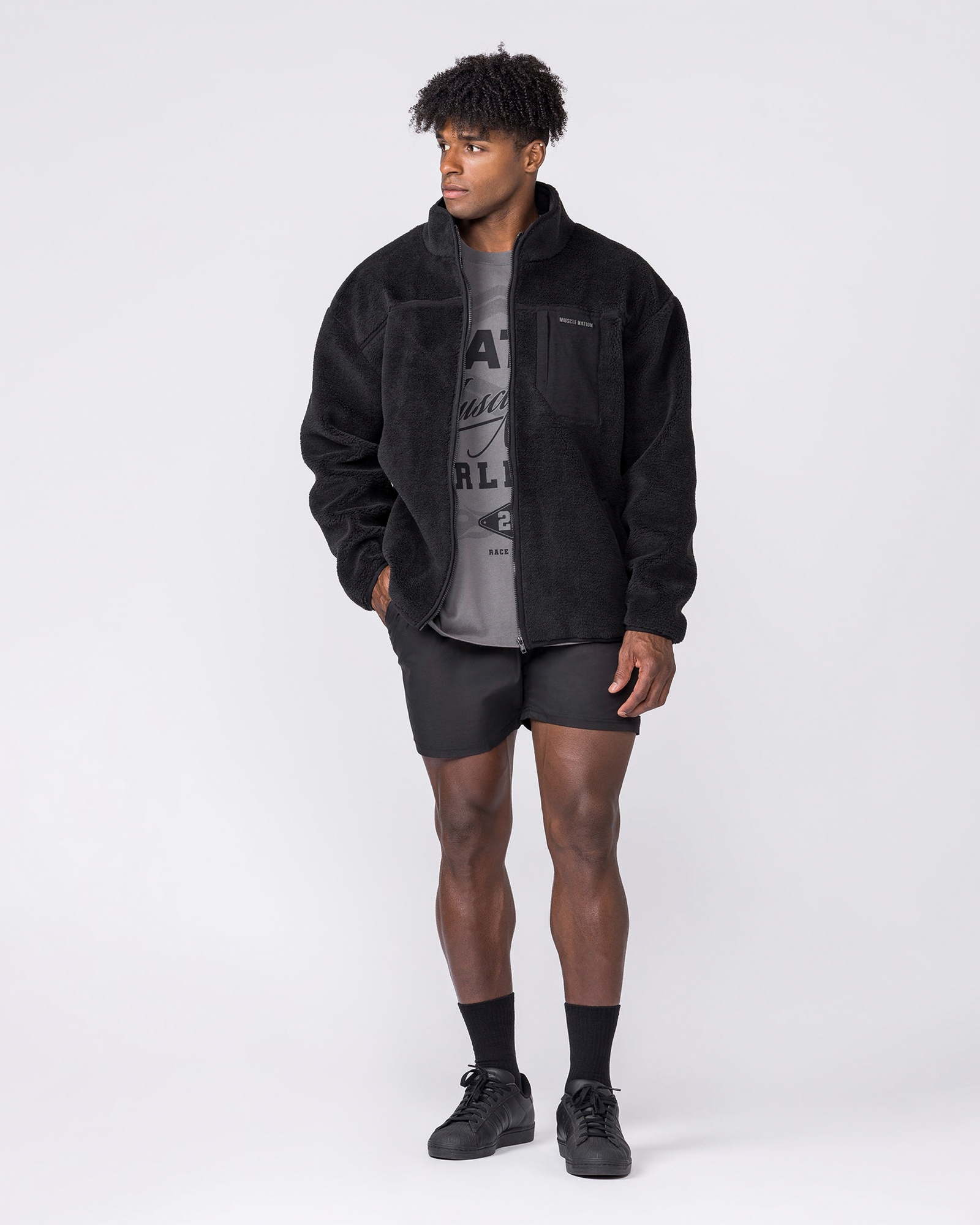 Nomad Sherpa Zip Through Jacket - Black