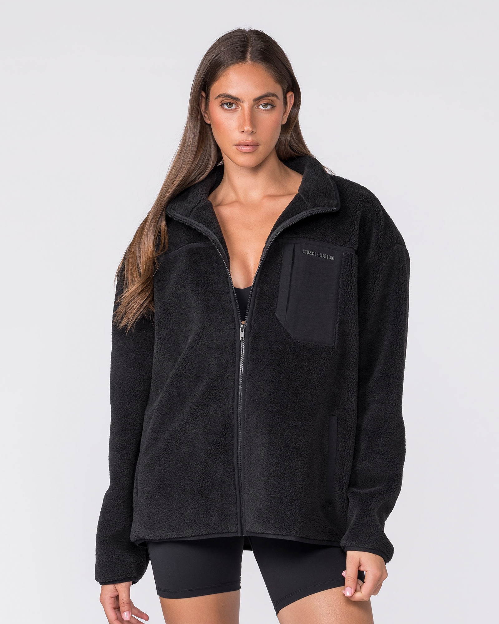 Nomad Sherpa Zip Through Jacket - Black