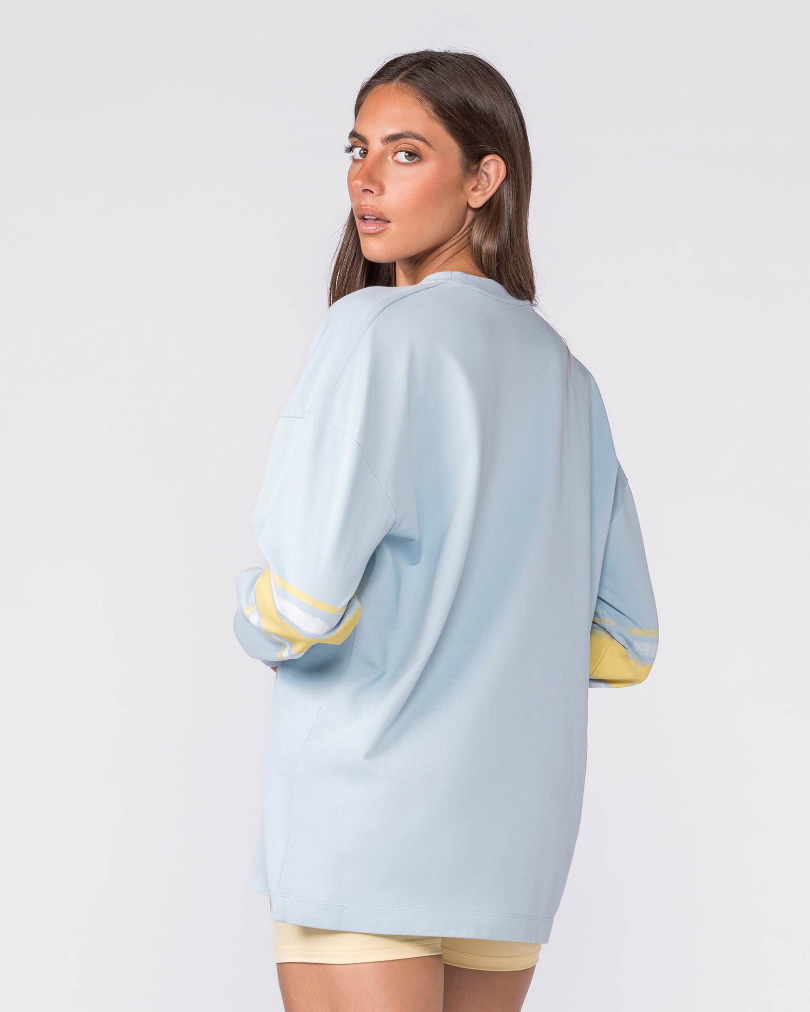 Numero Loopback Oversized Long Sleeve Top - Blue Bell