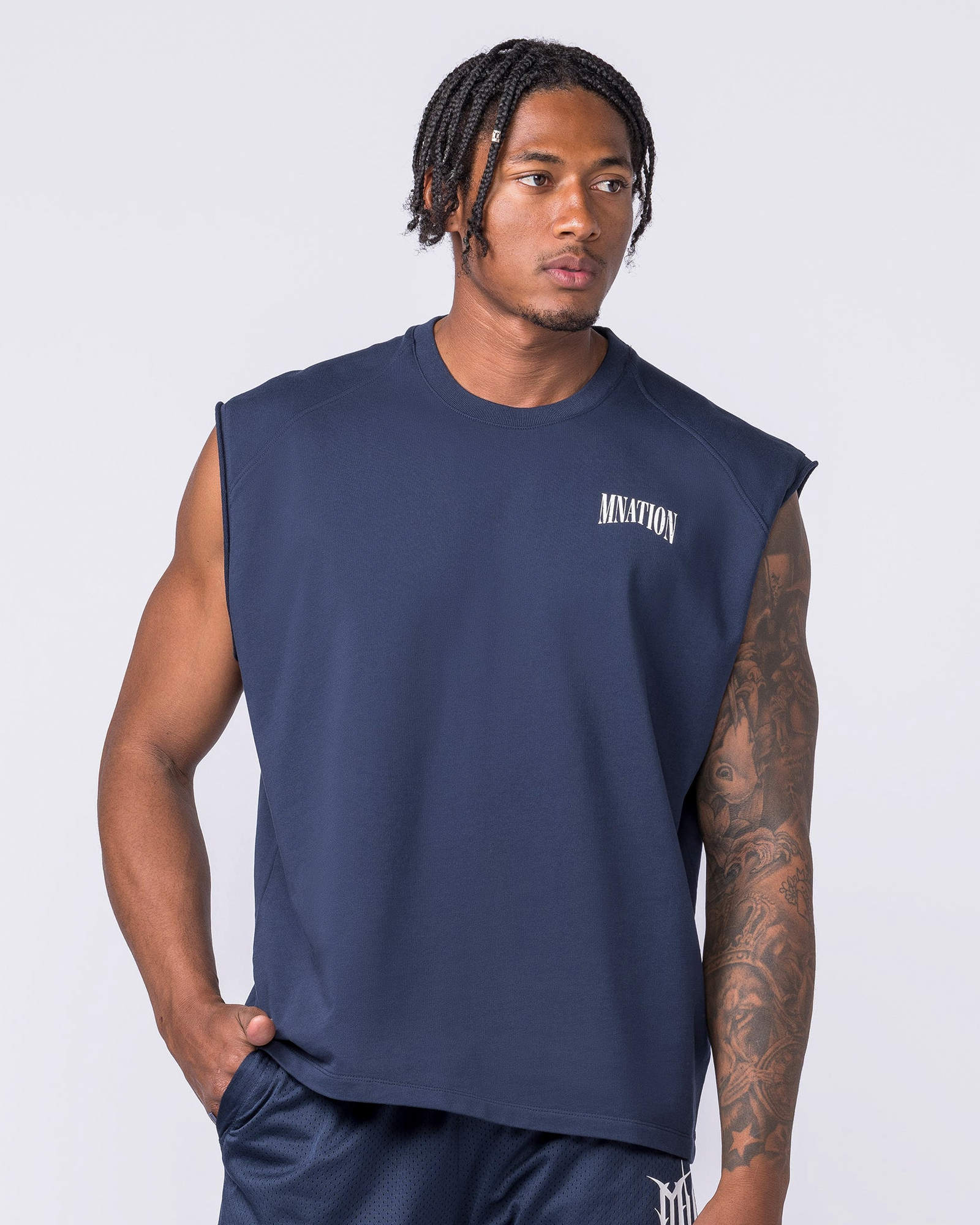 Off Duty Boxy Muscle Tank - Navy