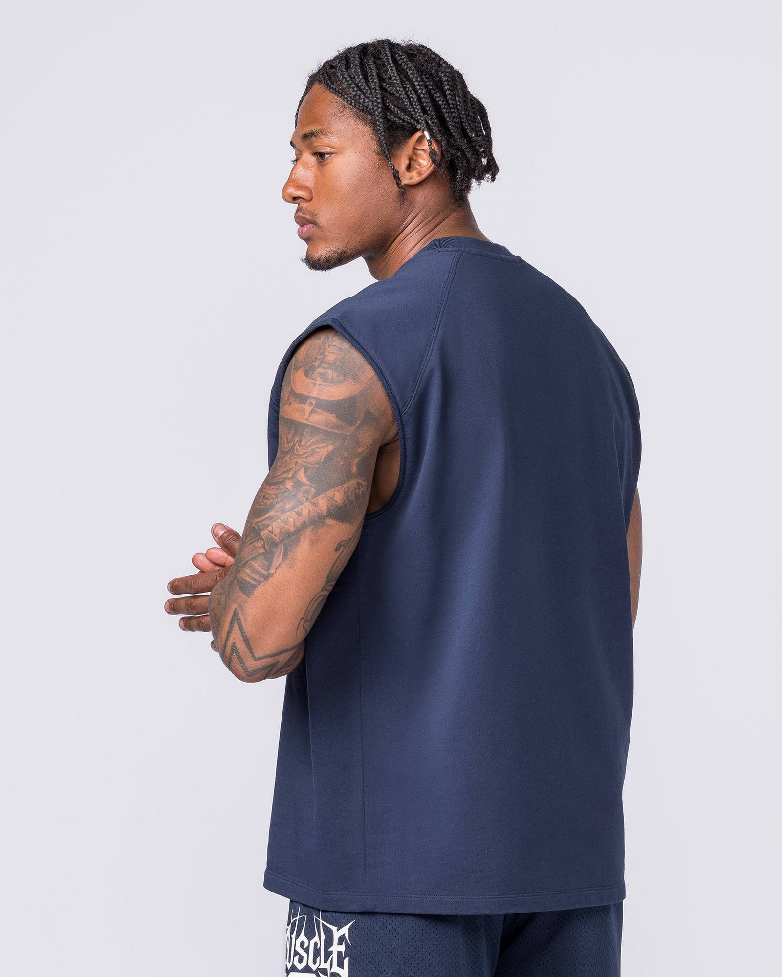 Off Duty Boxy Muscle Tank - Navy