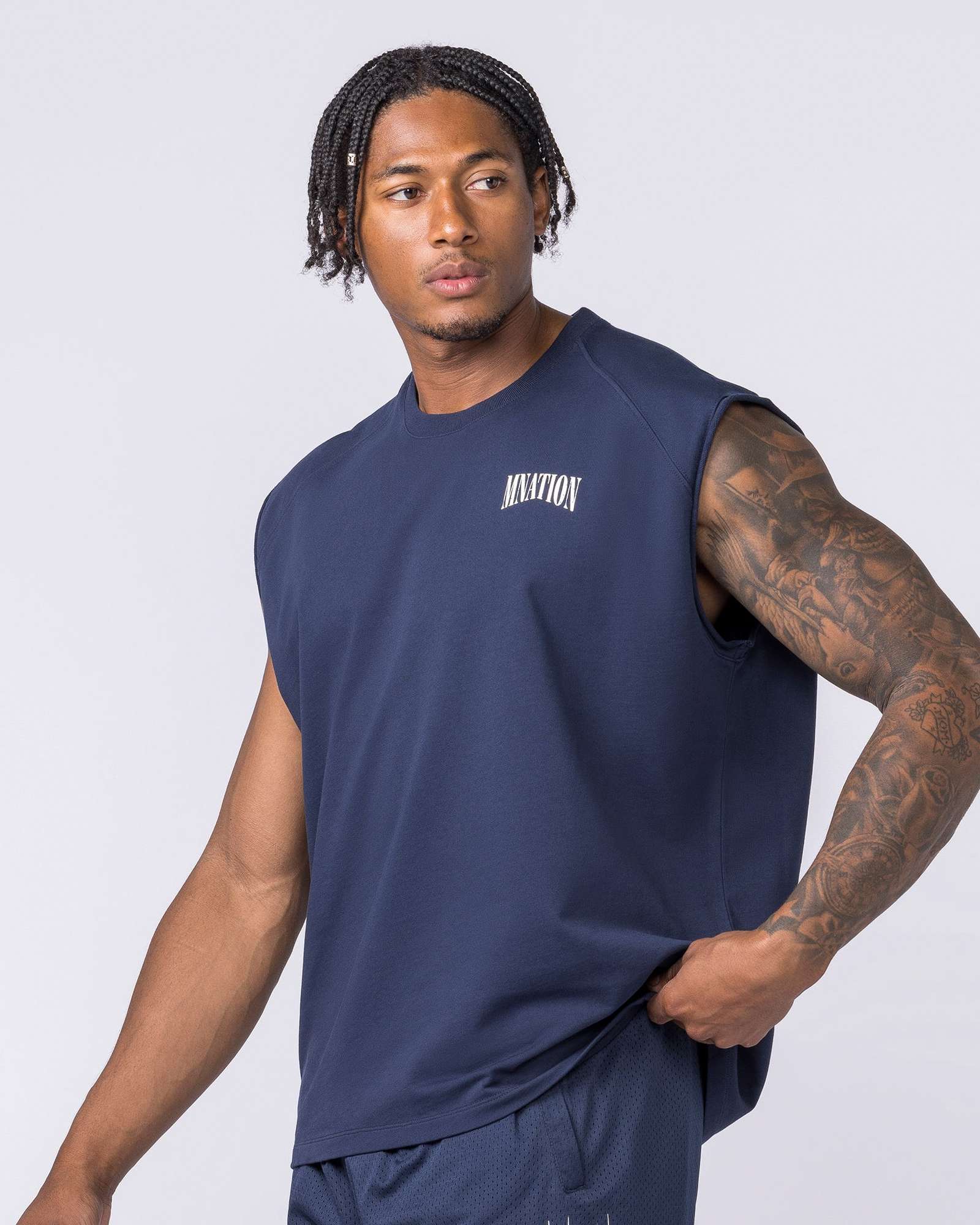 Off Duty Boxy Muscle Tank - Navy