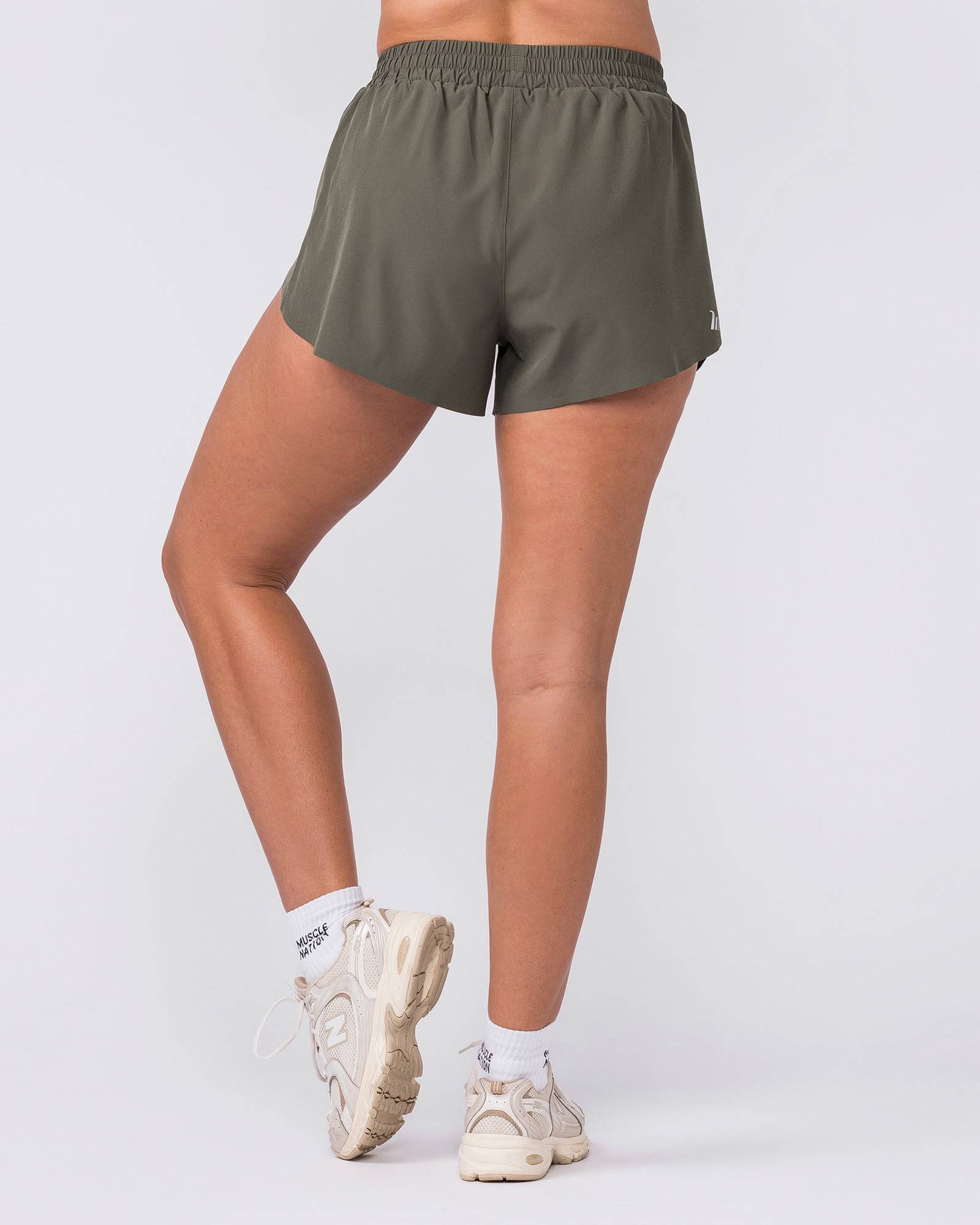 Pace 3" High-Waisted Run Shorts - Dark Khaki