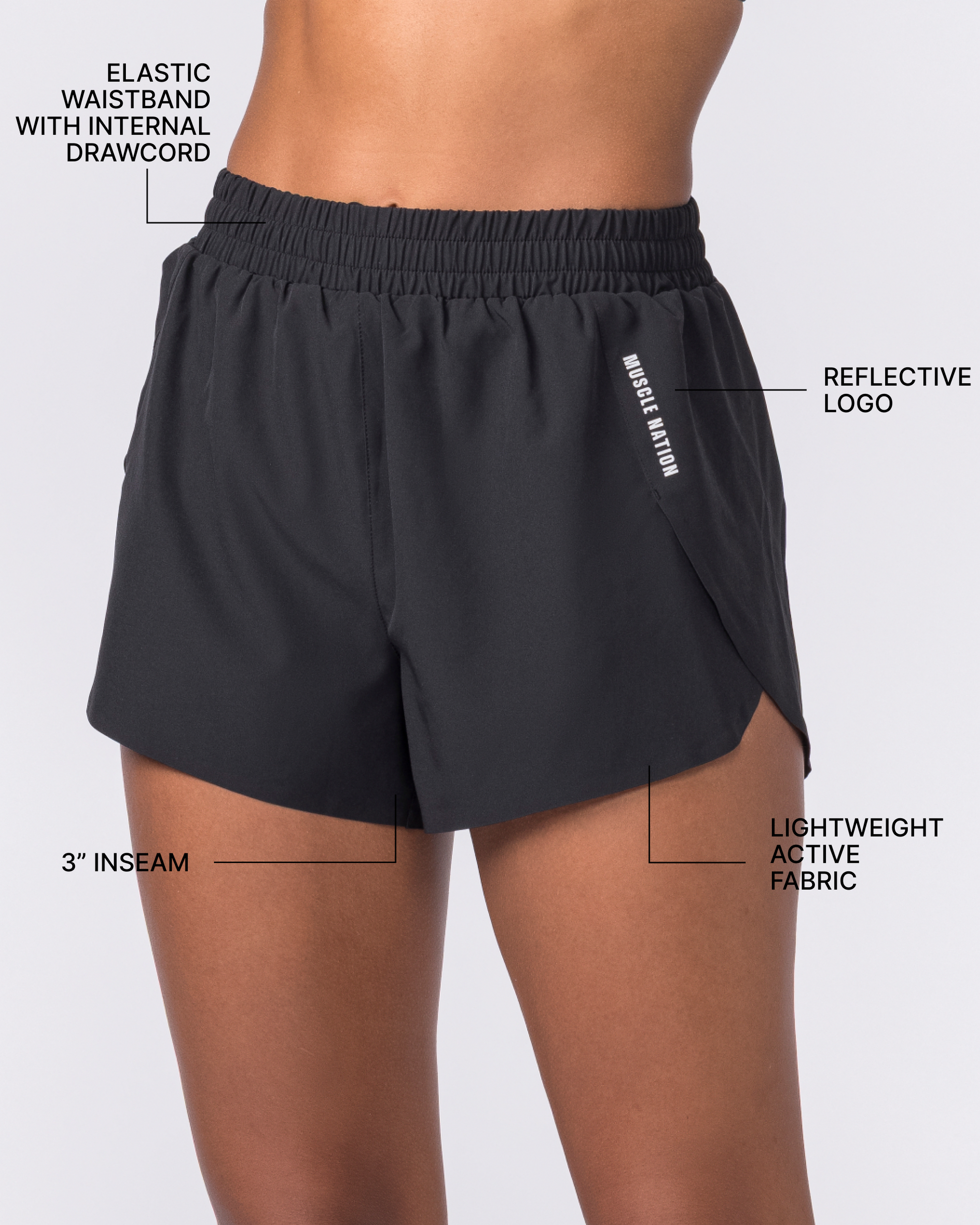 Pace 3" High-Waisted Run Shorts - Black