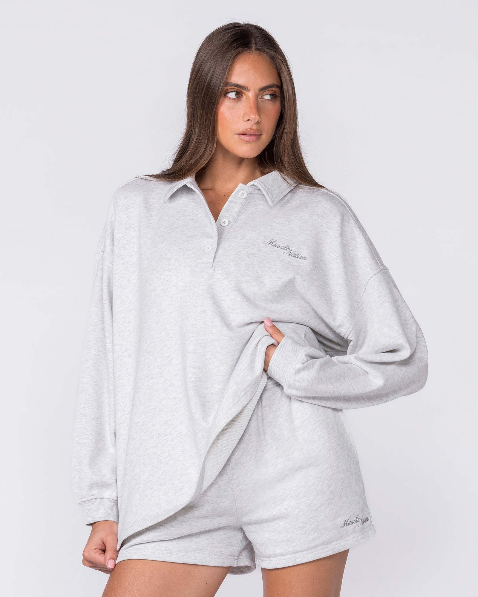 Polo Relaxed Pullover - Snow Grey Marl