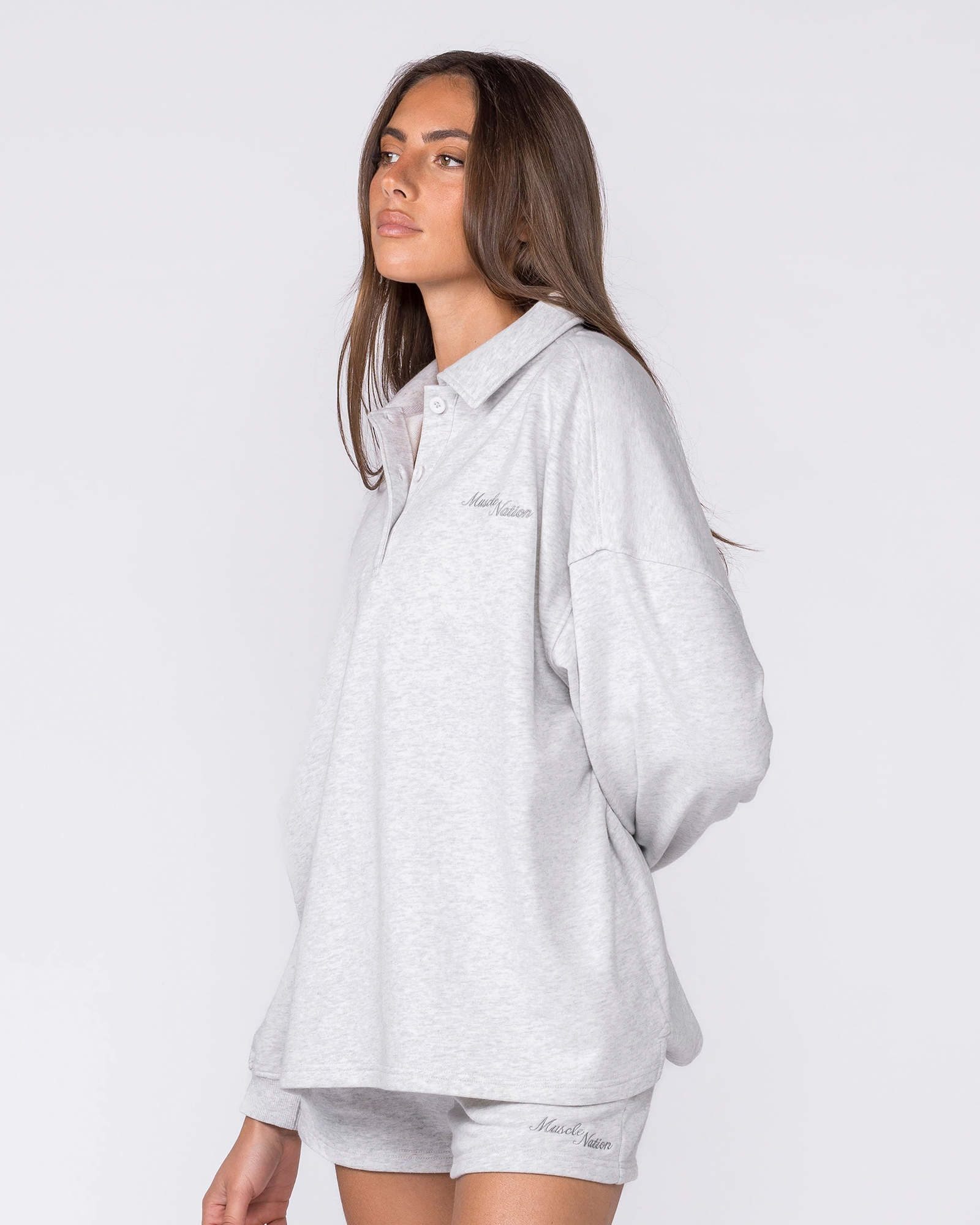 Polo Relaxed Pullover - Snow Grey Marl