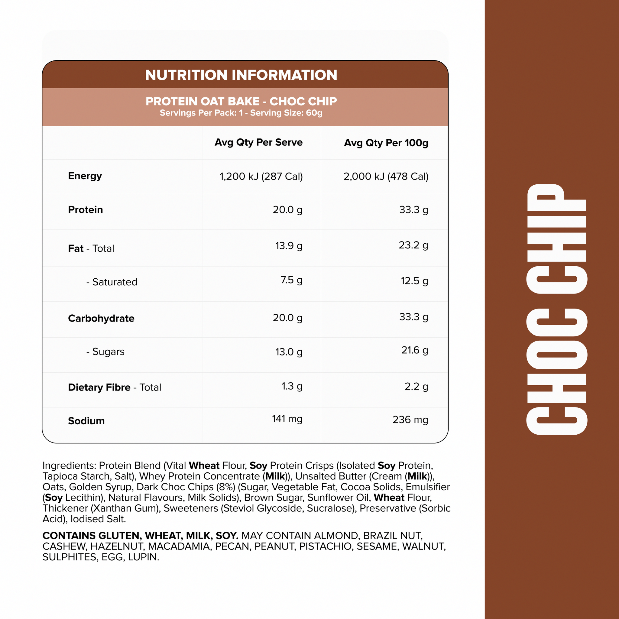 PROTEIN Oat Bake - Choc Chip - Box of 12
