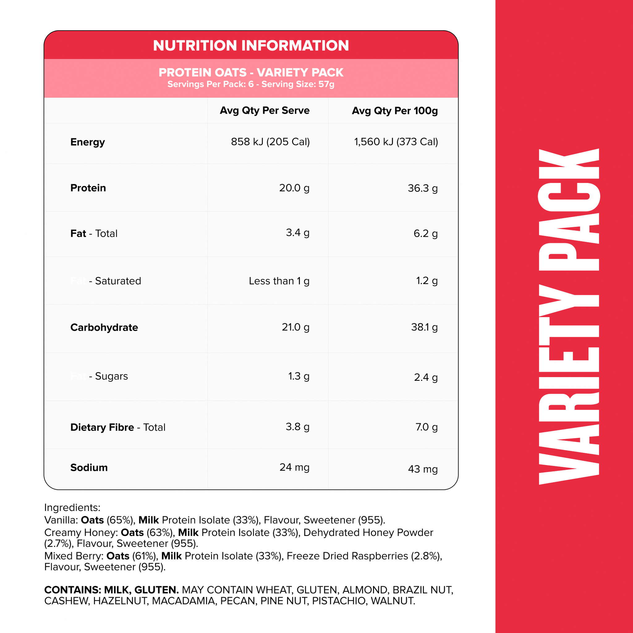PROTEIN Quick Oats - Variety Packs - 6 Sachets