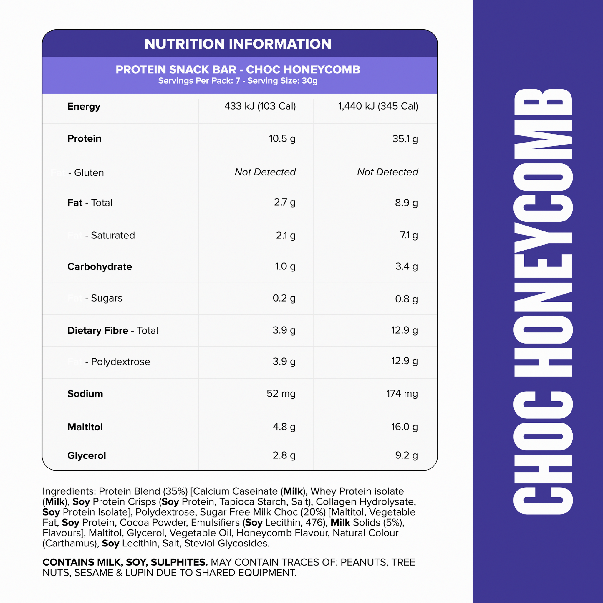 SNACK Protein Bar - Choc Honeycomb 7 Pack