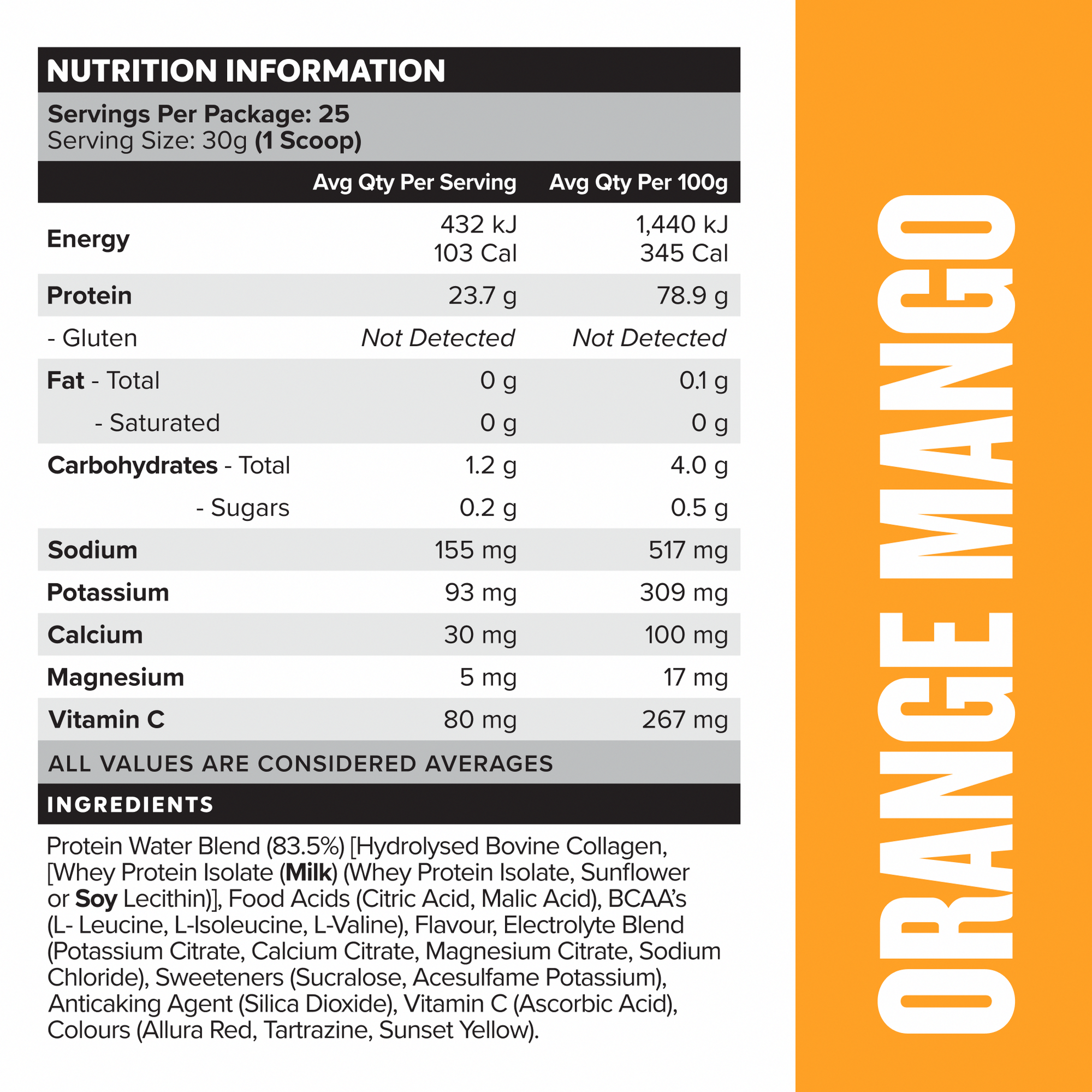 PROTEIN WATER - Orange Mango - 25 serves