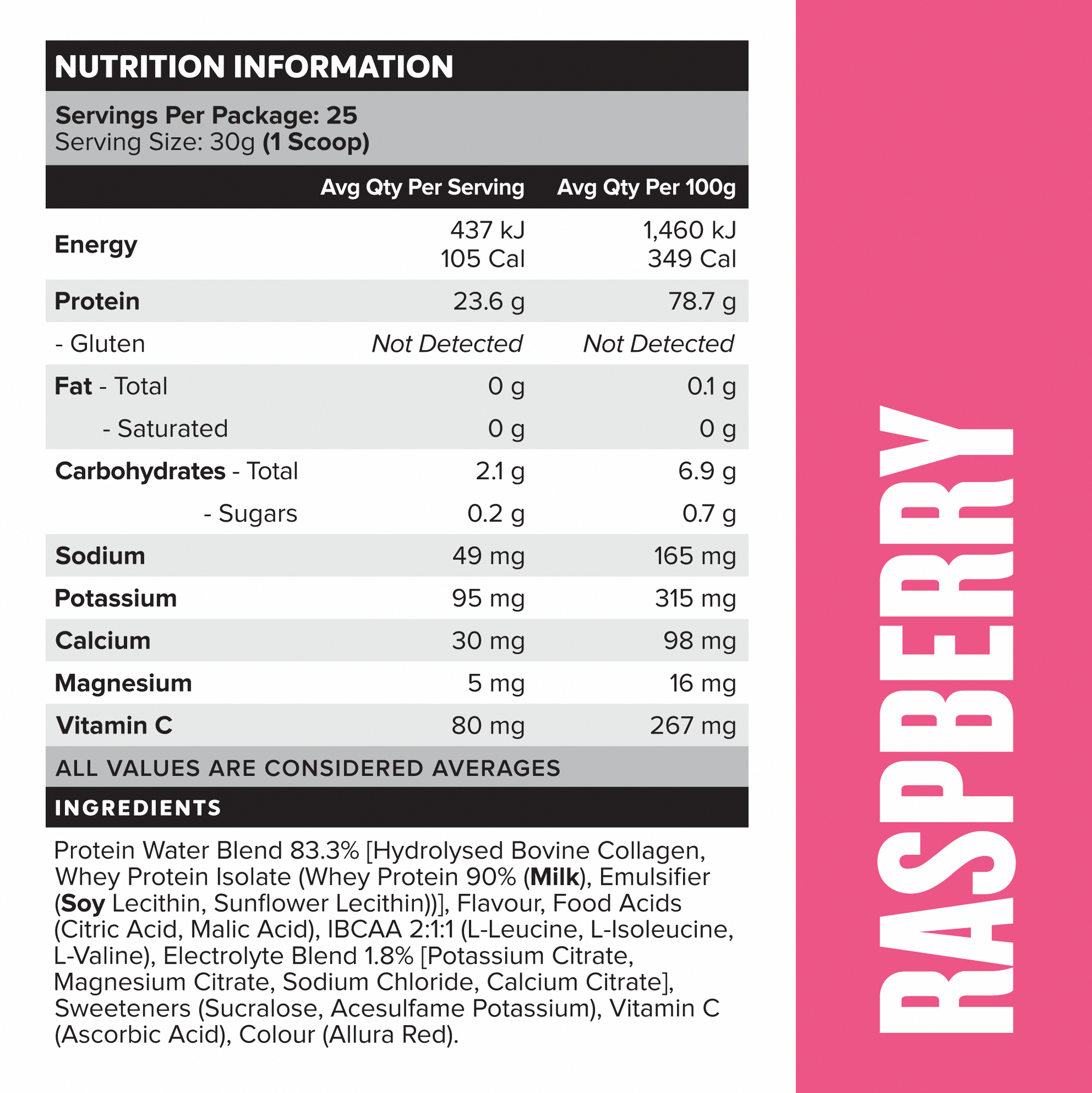 PROTEIN WATER - Raspberry - 25 serves