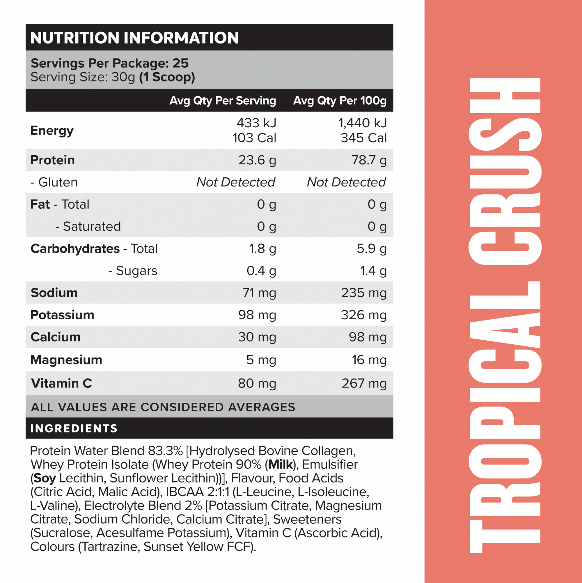 PROTEIN WATER - Tropical Crush - 25 serves