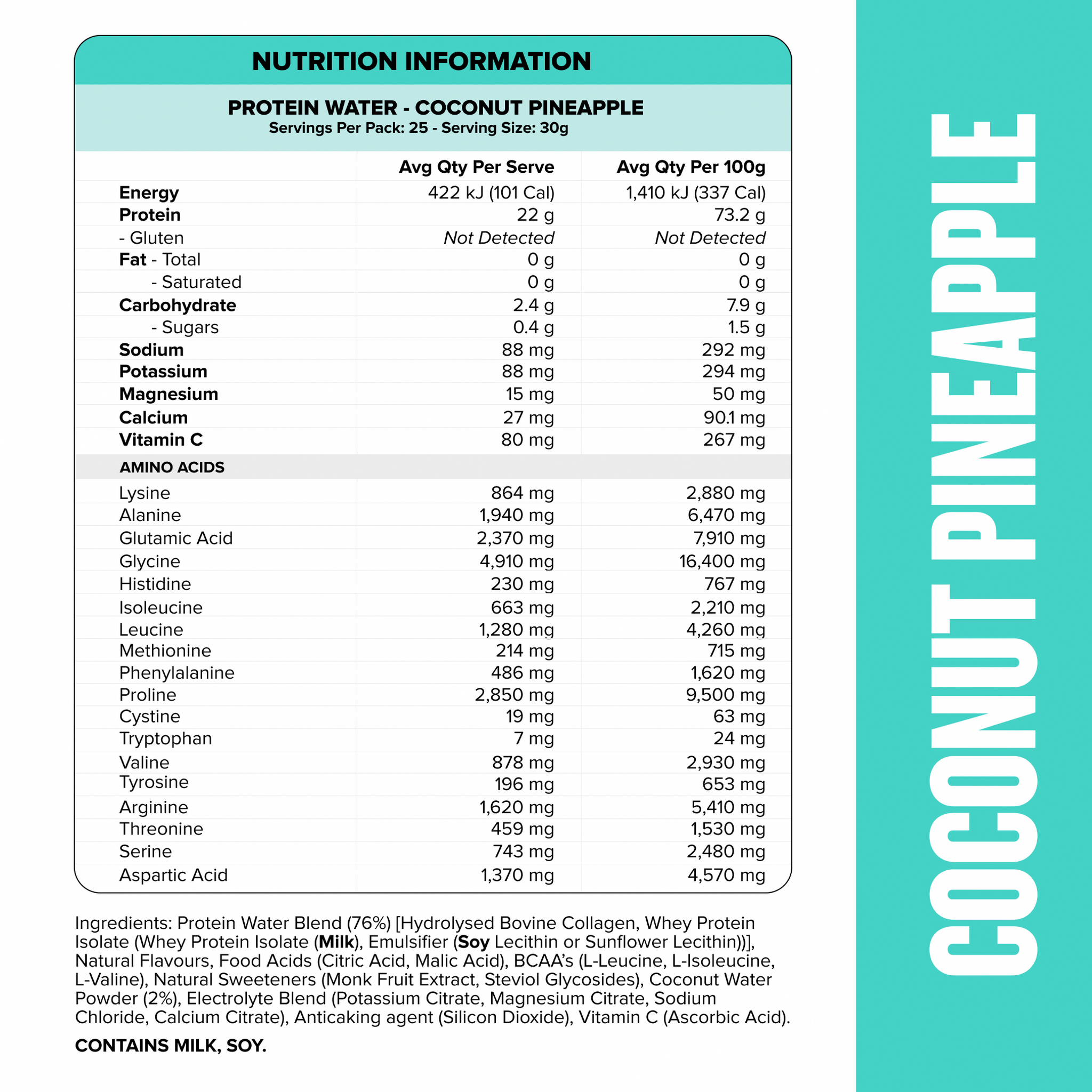 PROTEIN WATER - Coconut Pineapple - 25 serves