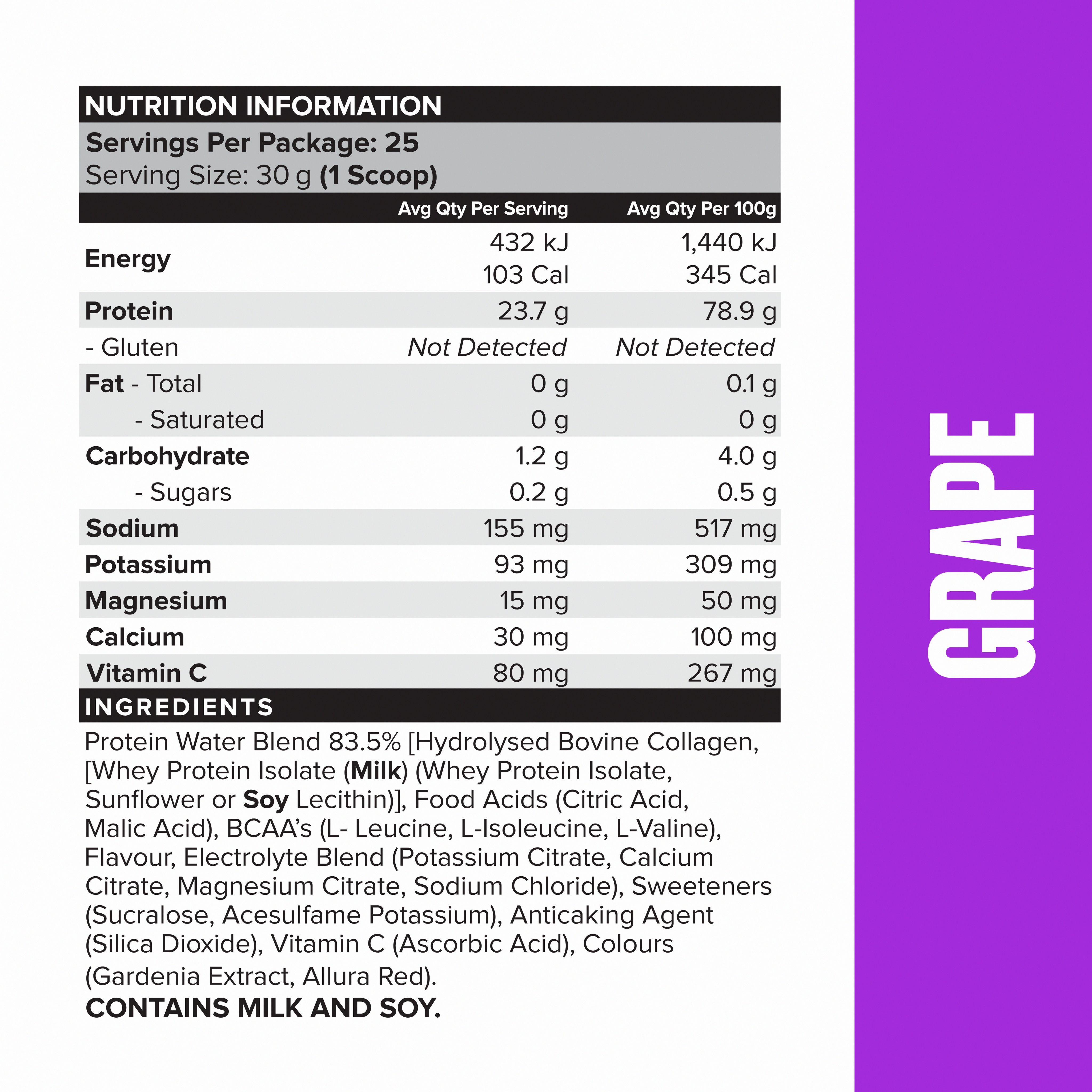 PROTEIN WATER - Grape - 25 serves