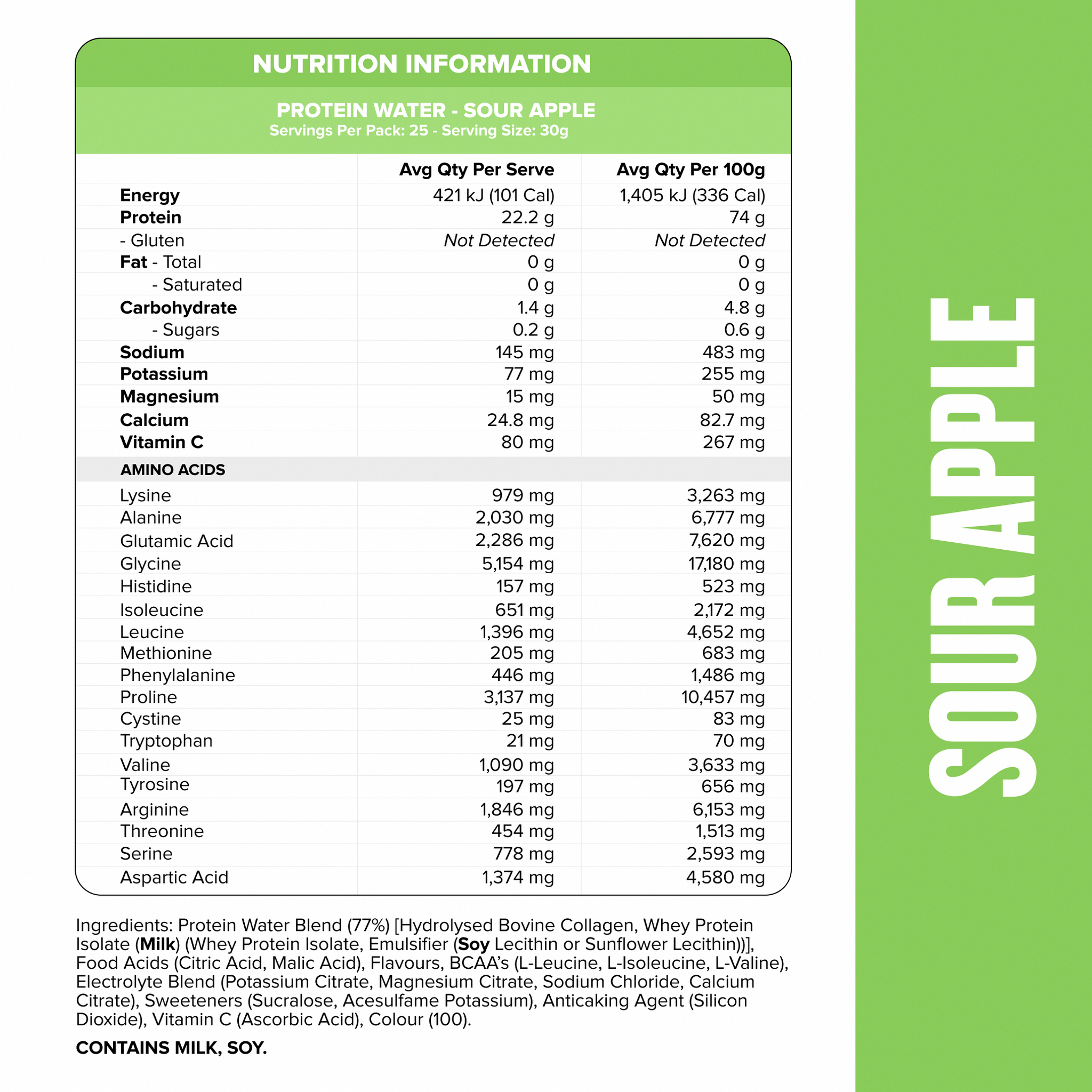 PROTEIN WATER - Sour Apple - 25 serves