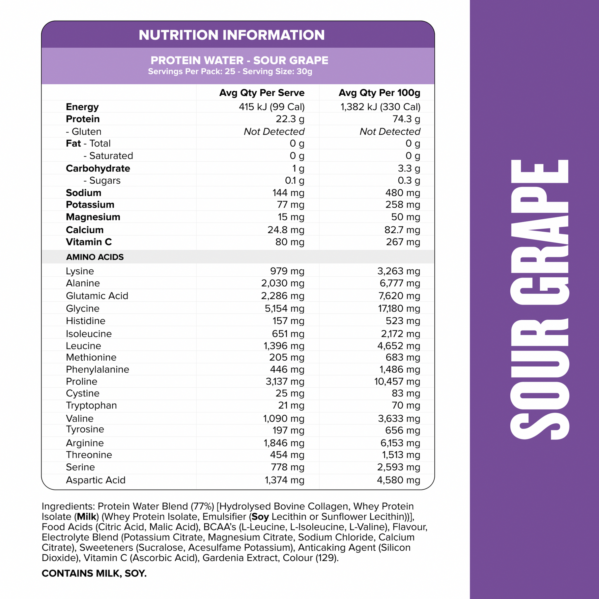 PROTEIN WATER - Sour Grape - 25 serves