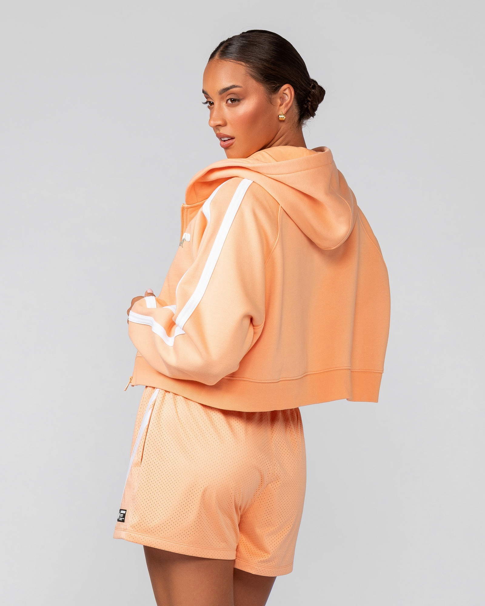 Recoup Cropped Zip Up Hoodie - Melon