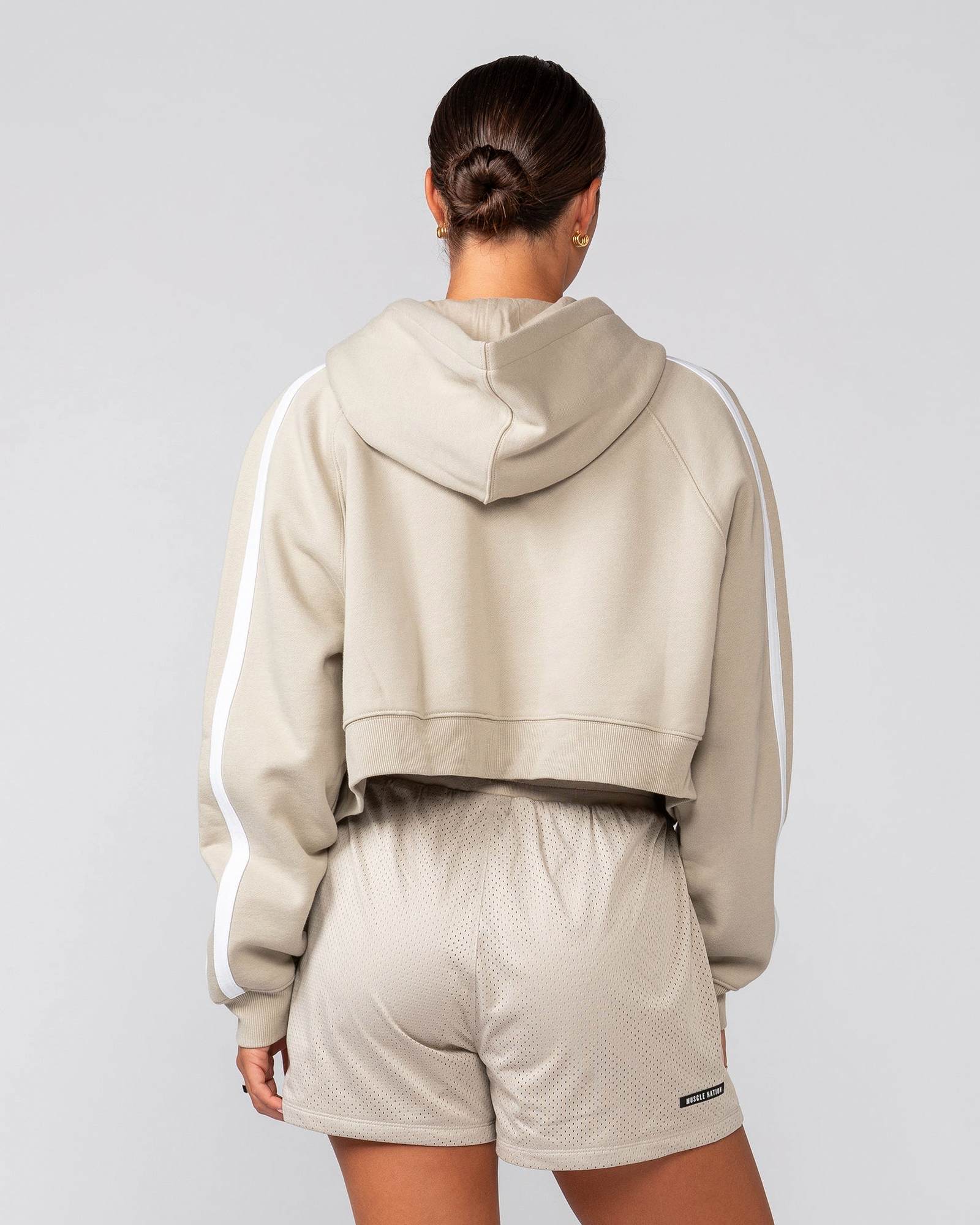 Recoup Cropped Zip Up Hoodie - Stone
