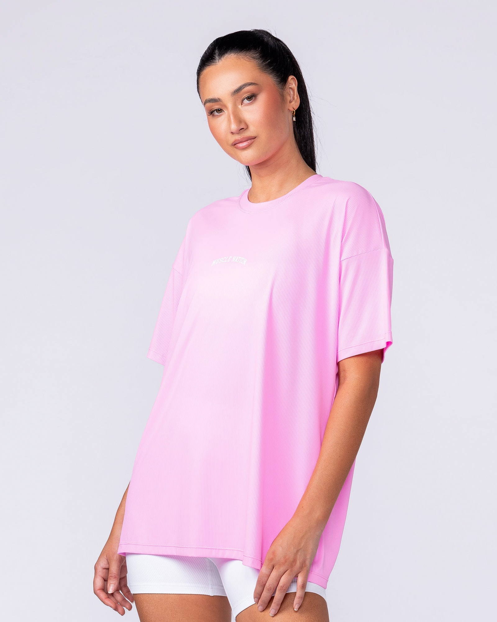 Relaxed Rib Training Tee - Sugar Pink