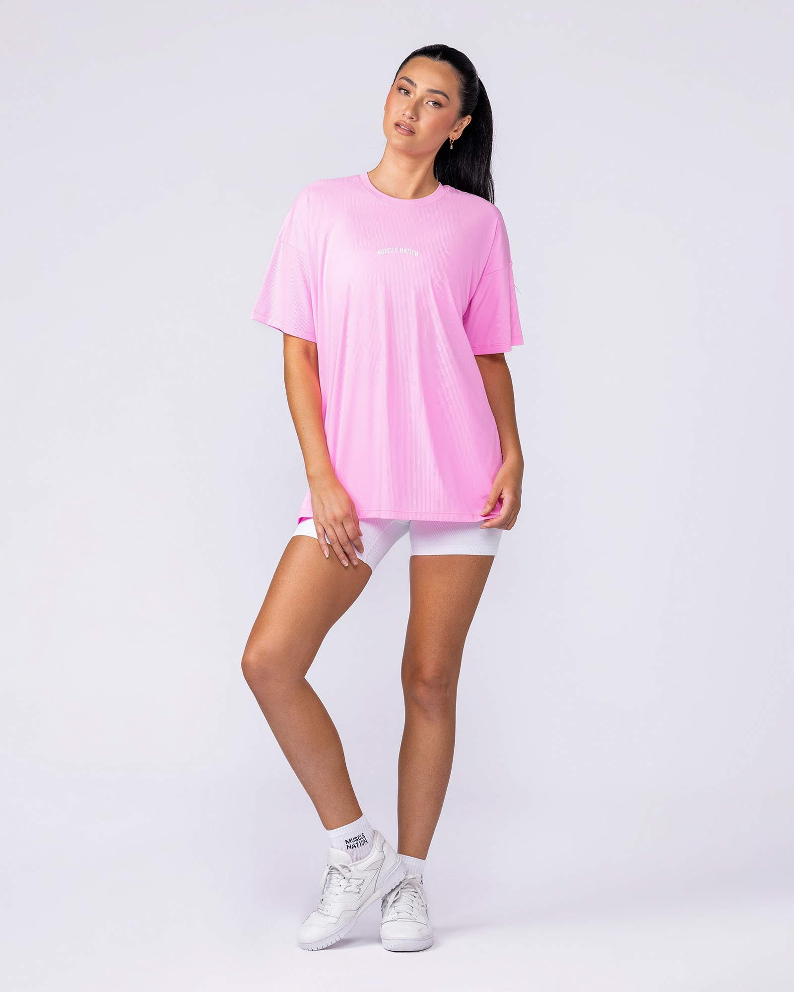 Relaxed Rib Training Tee - Sugar Pink