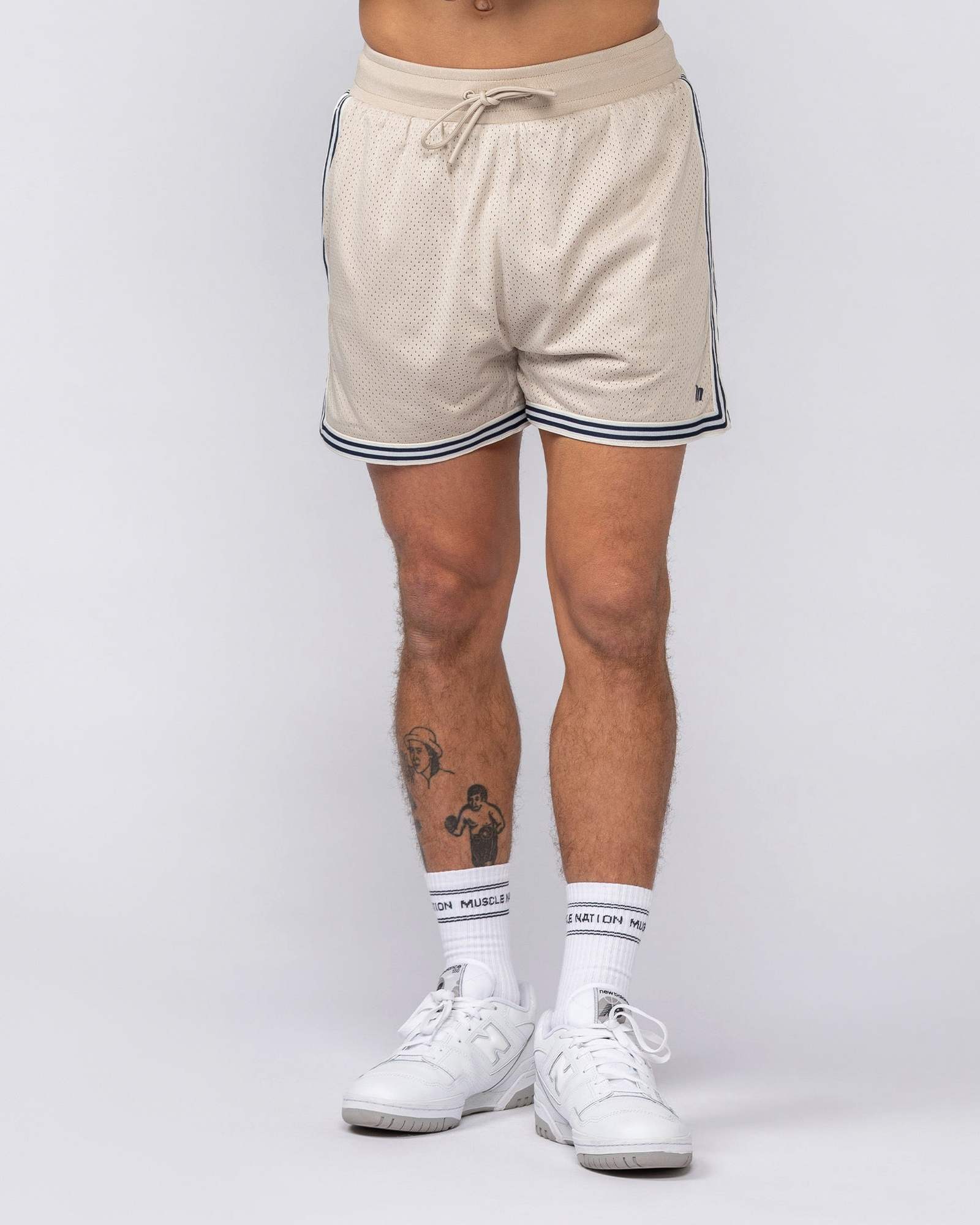 Retro Mesh Training 4" Shorts - Beige