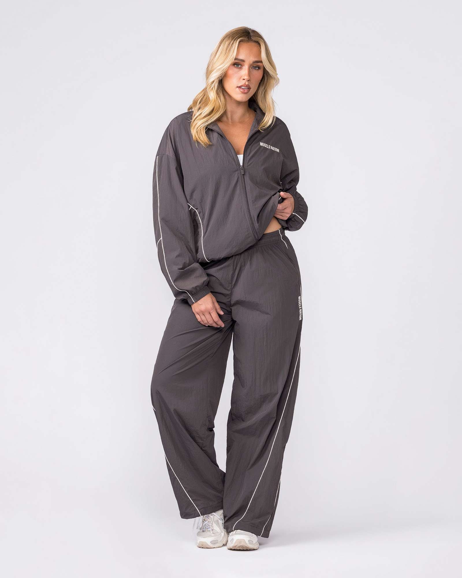 Revival Straight Leg Track Pants - Slate