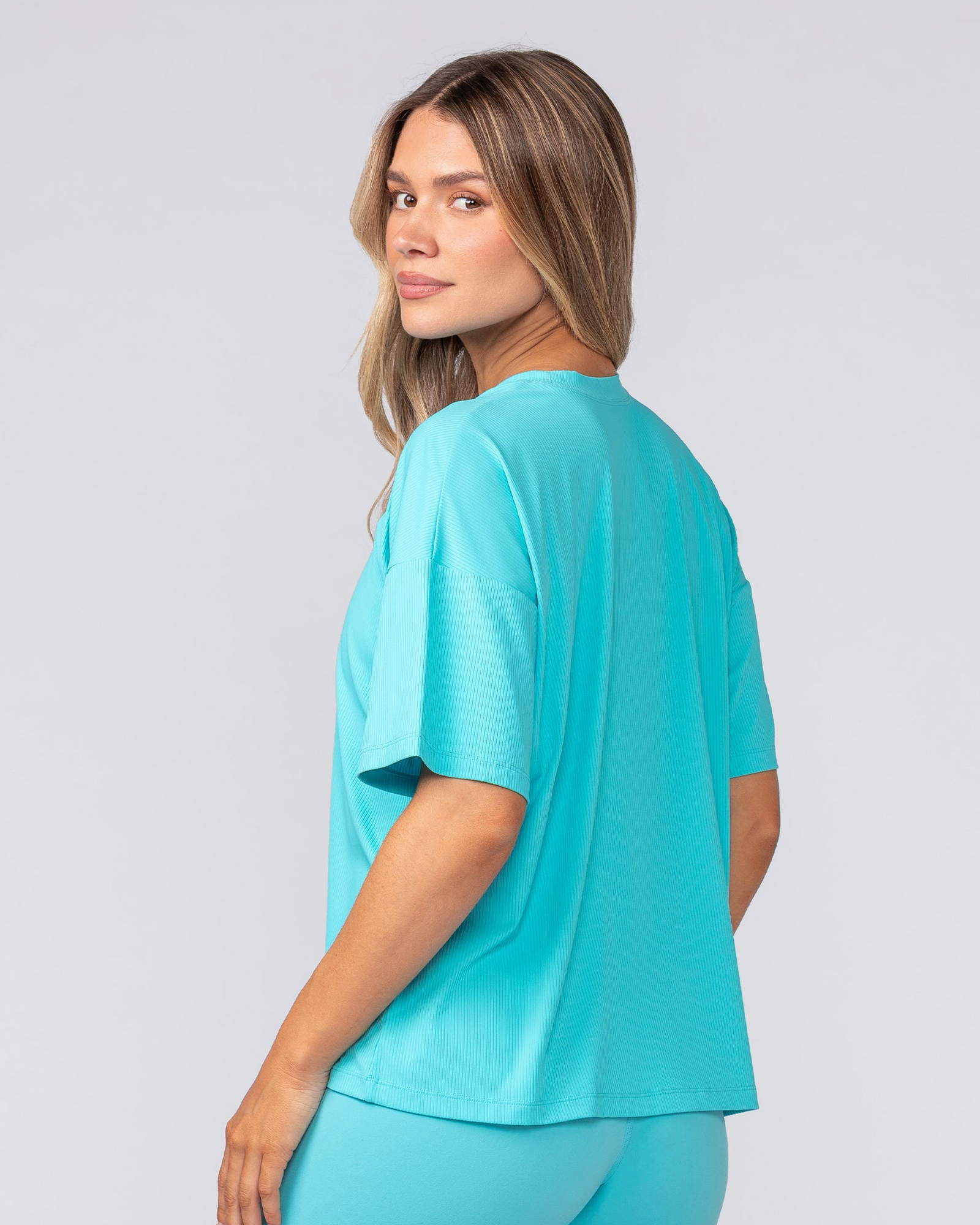 Rib Boxy Training Tee - Oasis Blue