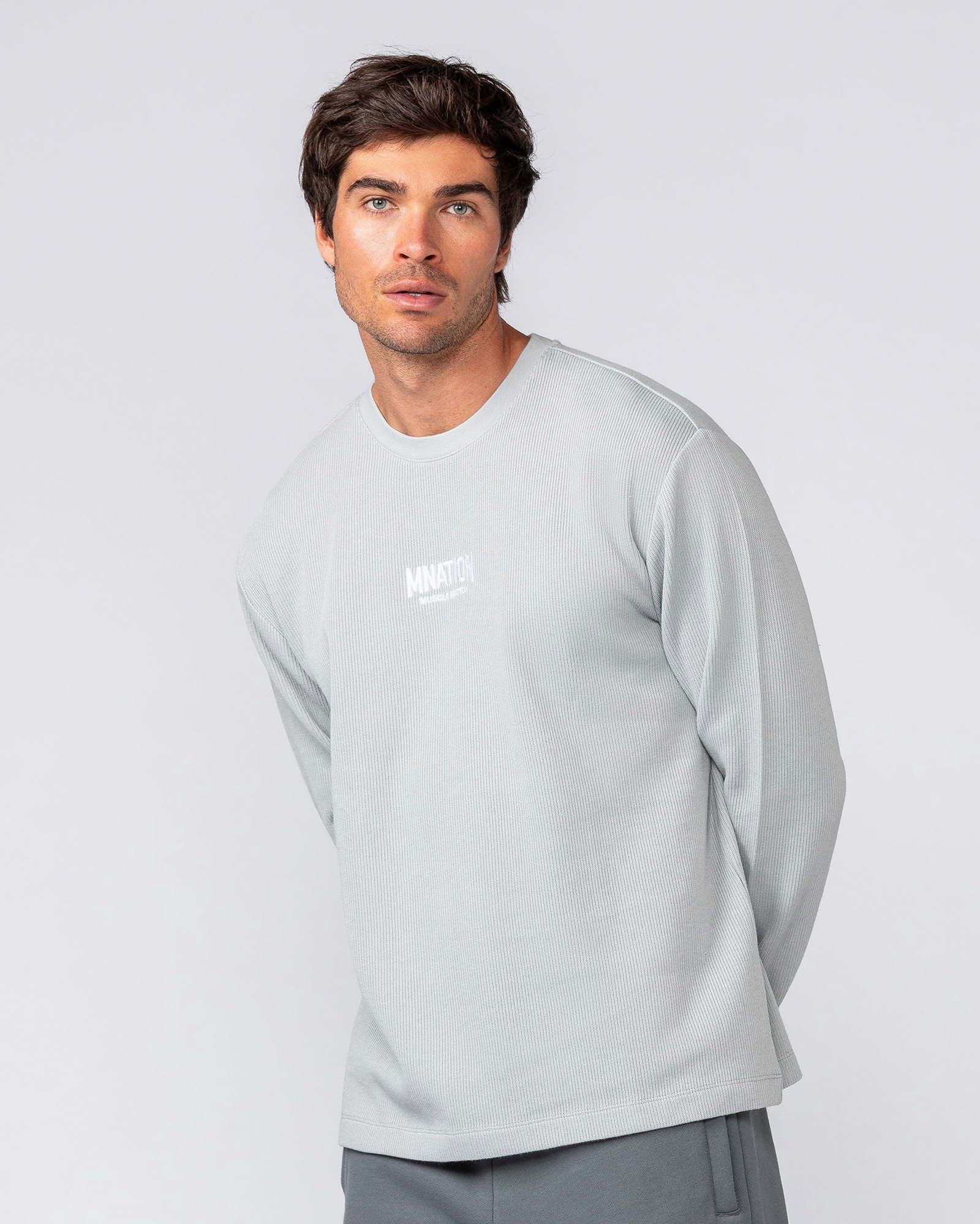 Rib Long Sleeve Tee - Light Grey