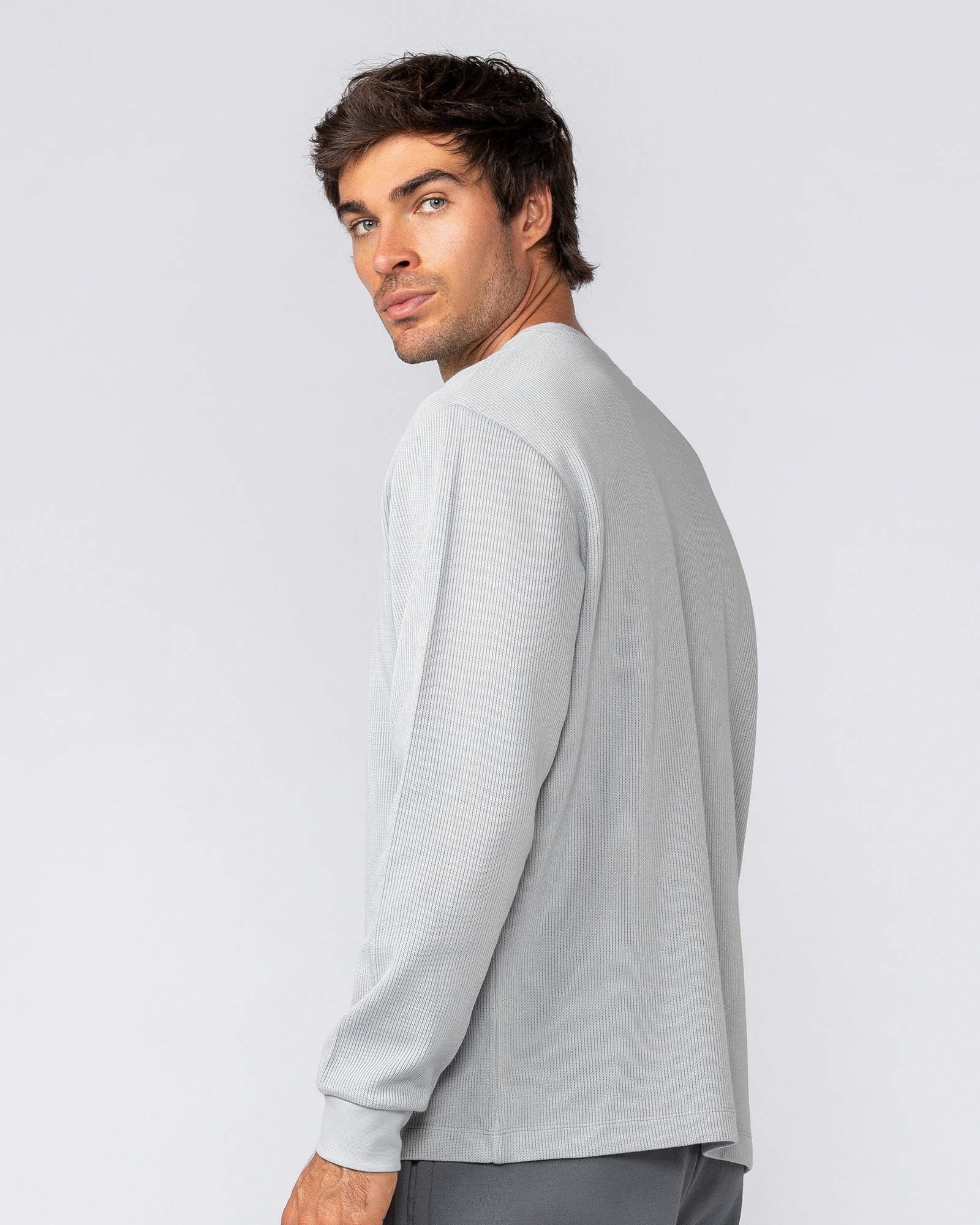 Rib Long Sleeve Tee - Light Grey
