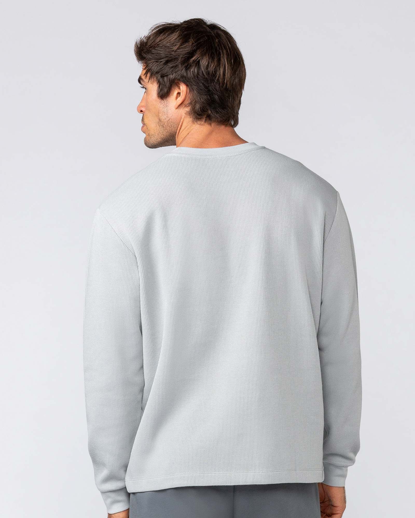 Rib Long Sleeve Tee - Light Grey