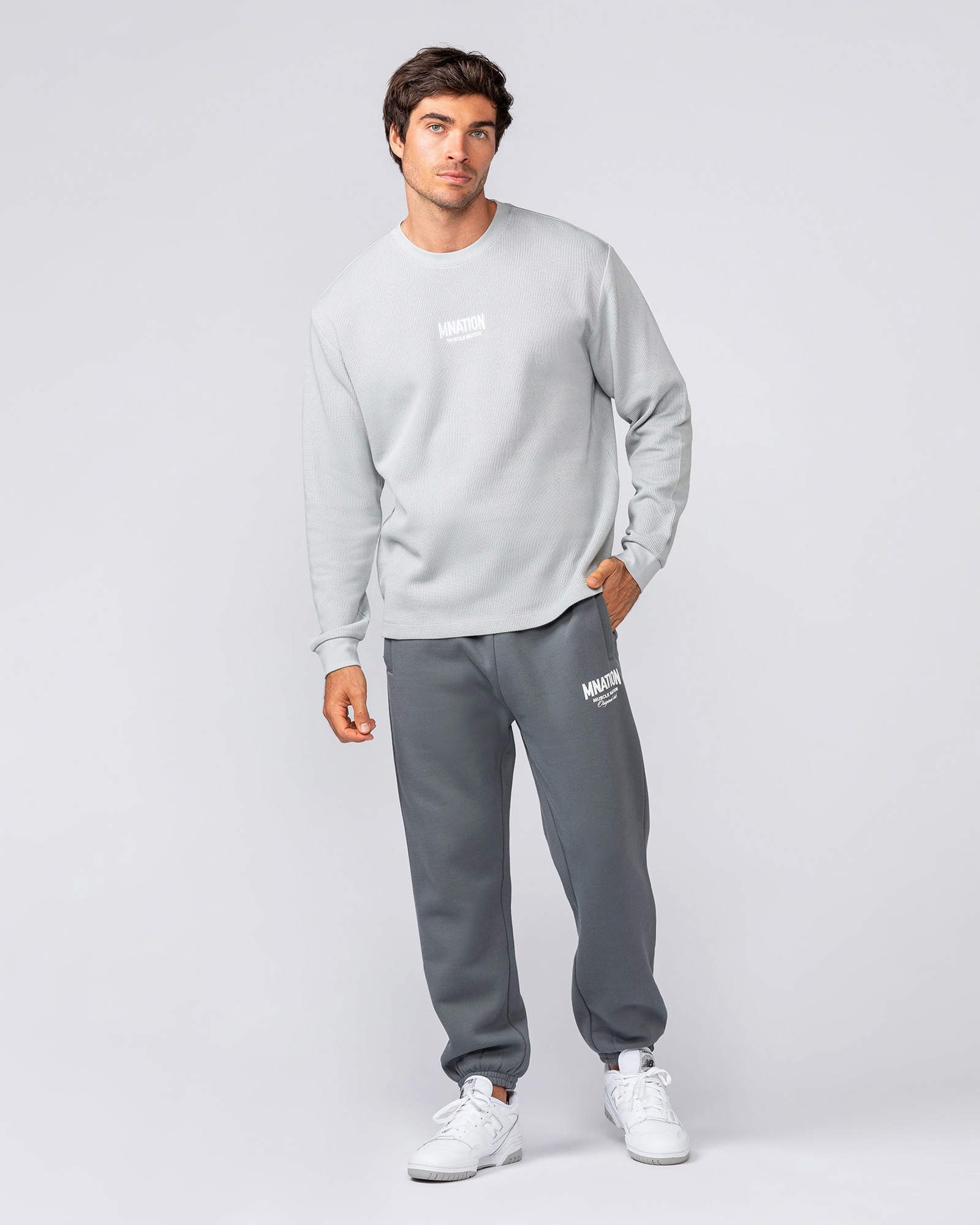 Rib Long Sleeve Tee - Light Grey
