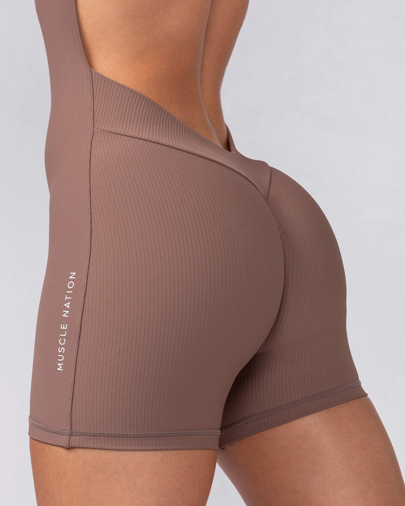 Rib Zip Up One Piece - Frappe