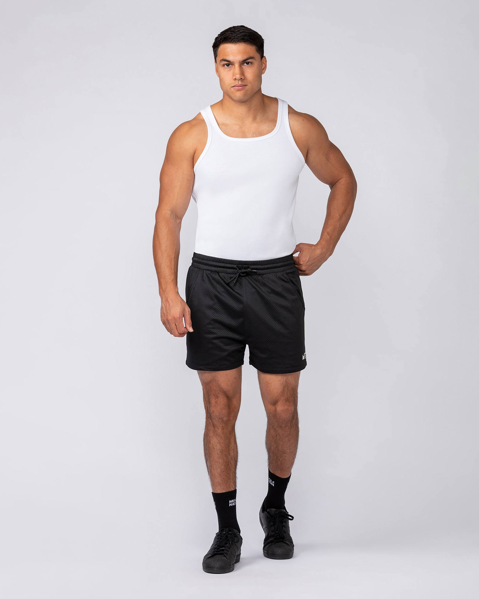 Ribbed Fitted Square Neck Training Tank - White