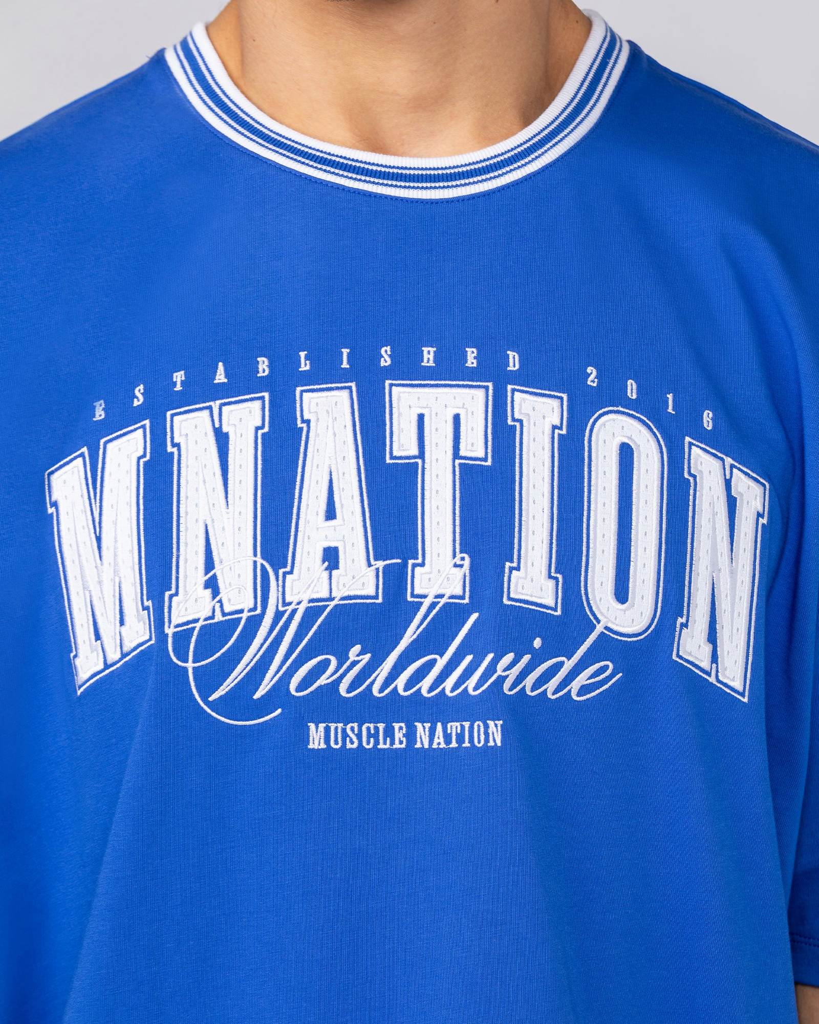 Ringer Oversized Tee - Power Blue