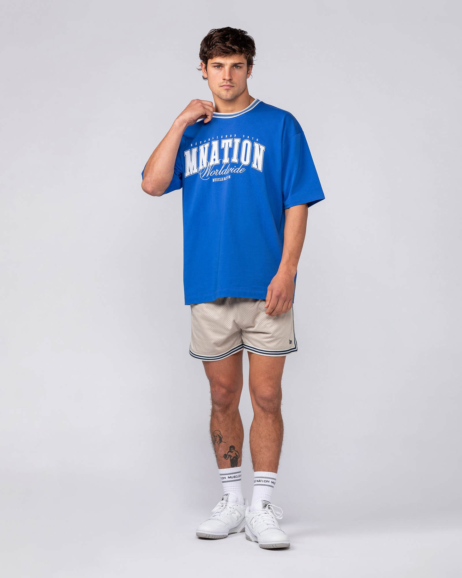 Ringer Oversized Tee - Power Blue