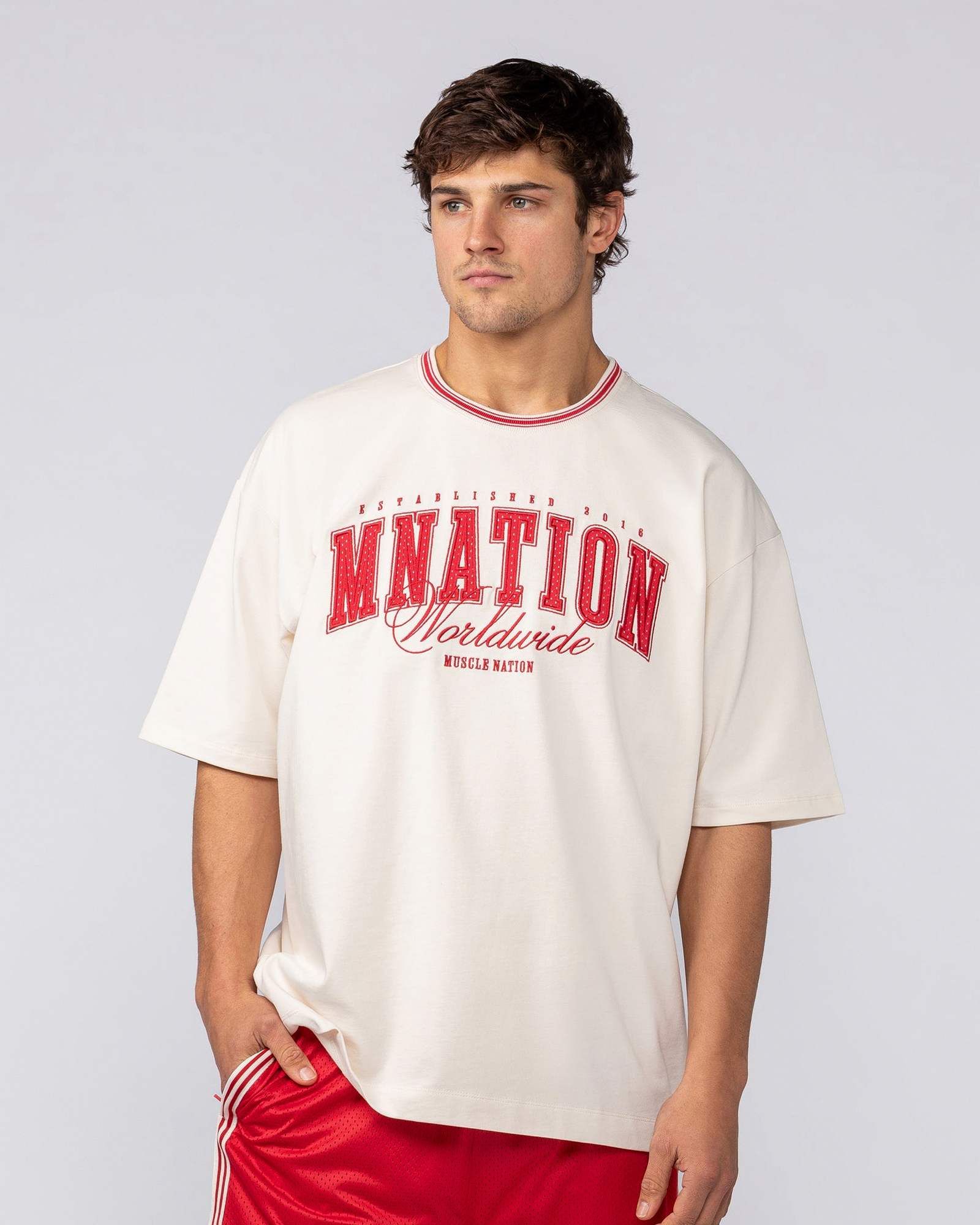 Ringer Oversized Tee - Travertine