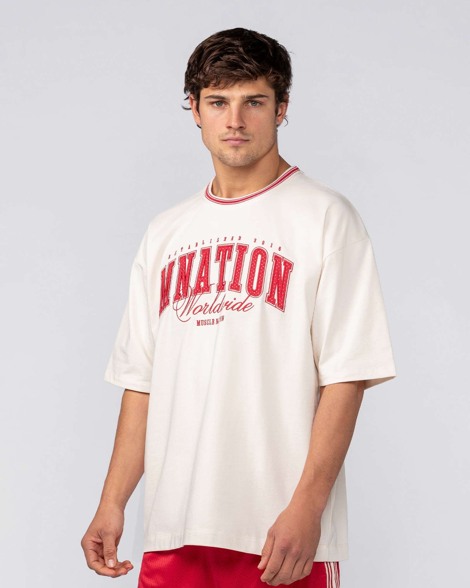 Ringer Oversized Tee - Travertine