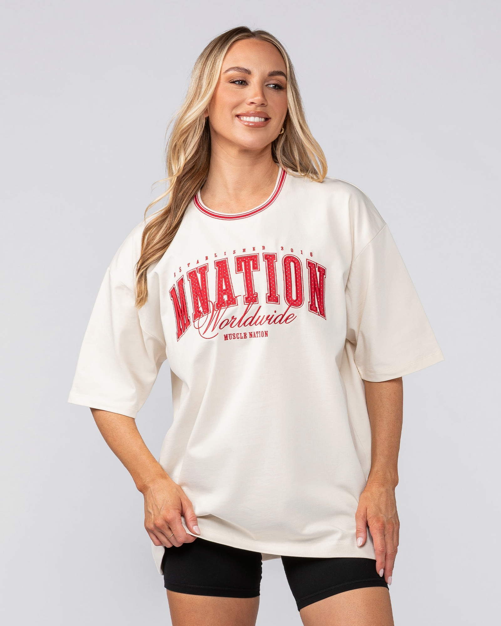 Ringer Oversized Tee - Travertine