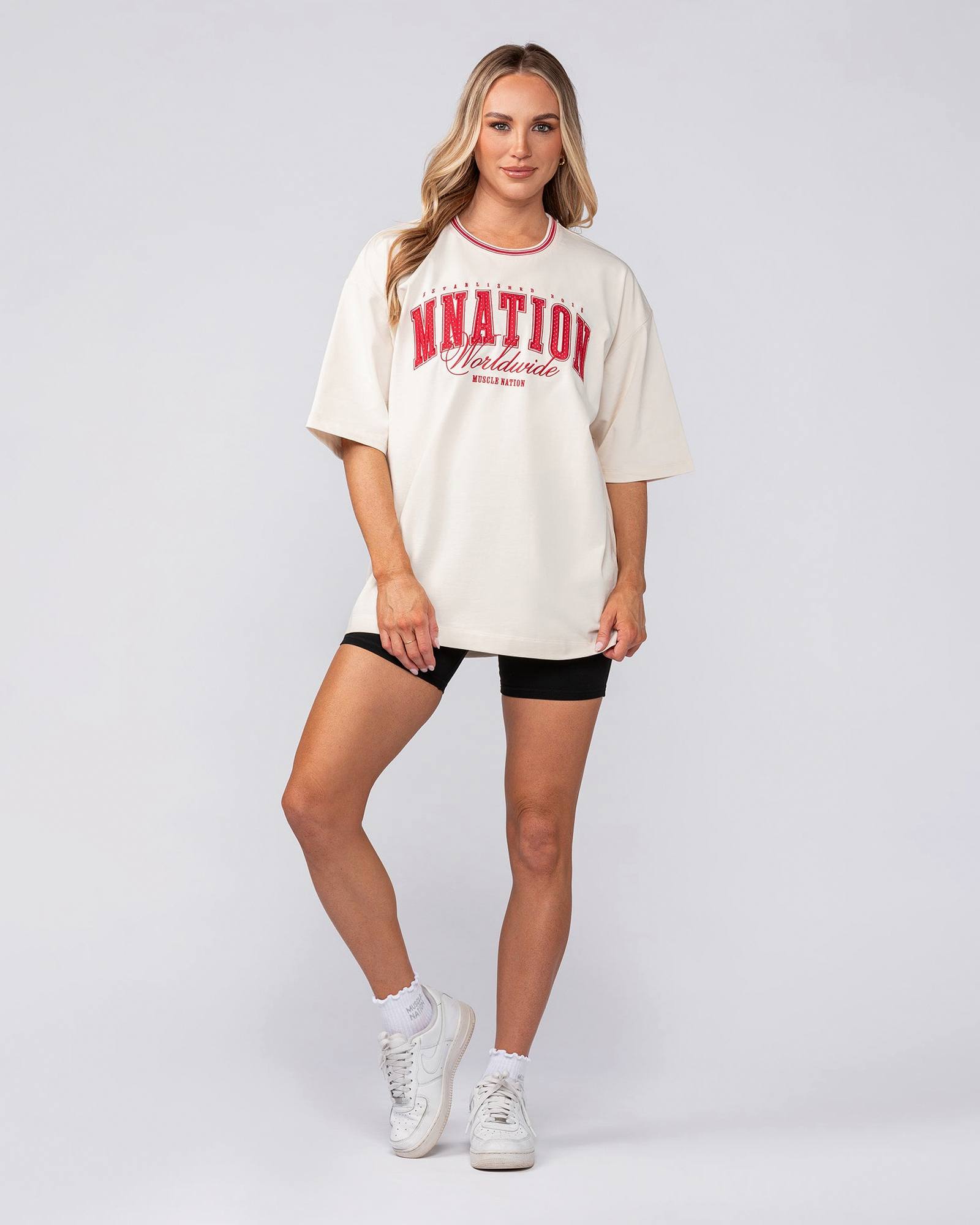Ringer Oversized Tee - Travertine