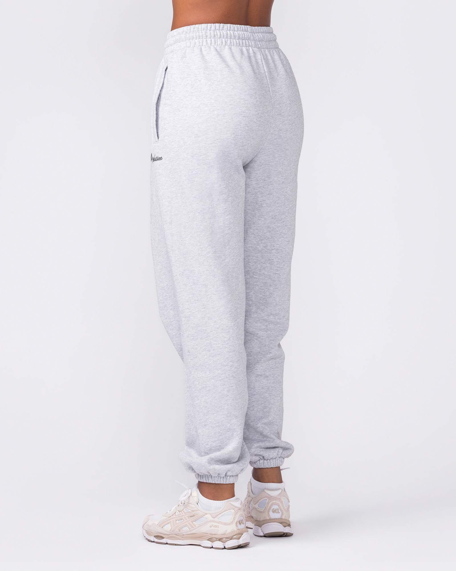 Routine Slouchy Trackies - Light Grey Marl