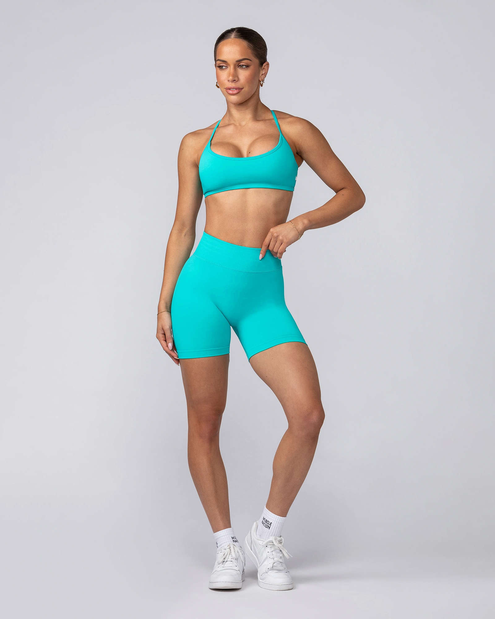 Sculpt Seamless Midway Shorts - Cyan