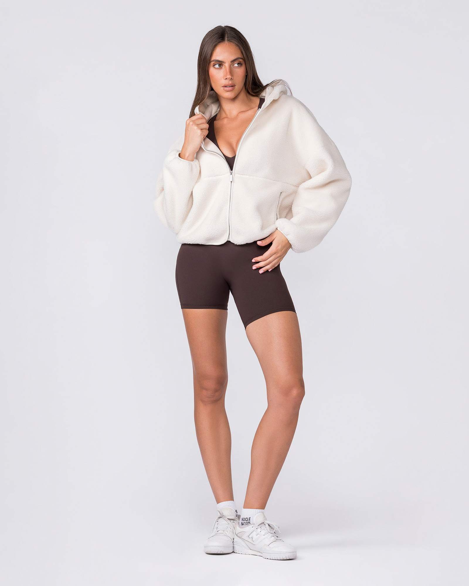 Sherpa Zip Through Hoodie - Whipped Cream