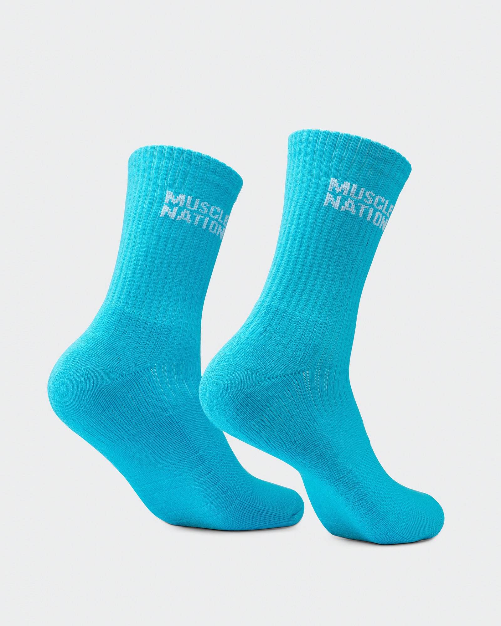 Mens Essential Crew Socks (3x Pack) - Navy / Hawaiian Blue / Off White