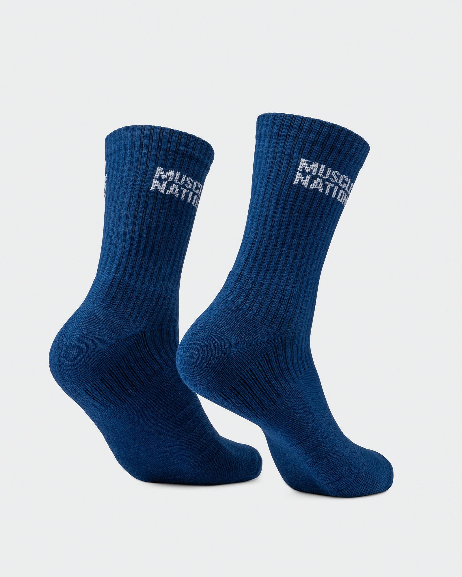 Mens Essential Crew Socks (3x Pack) - Navy / Hawaiian Blue / Off White