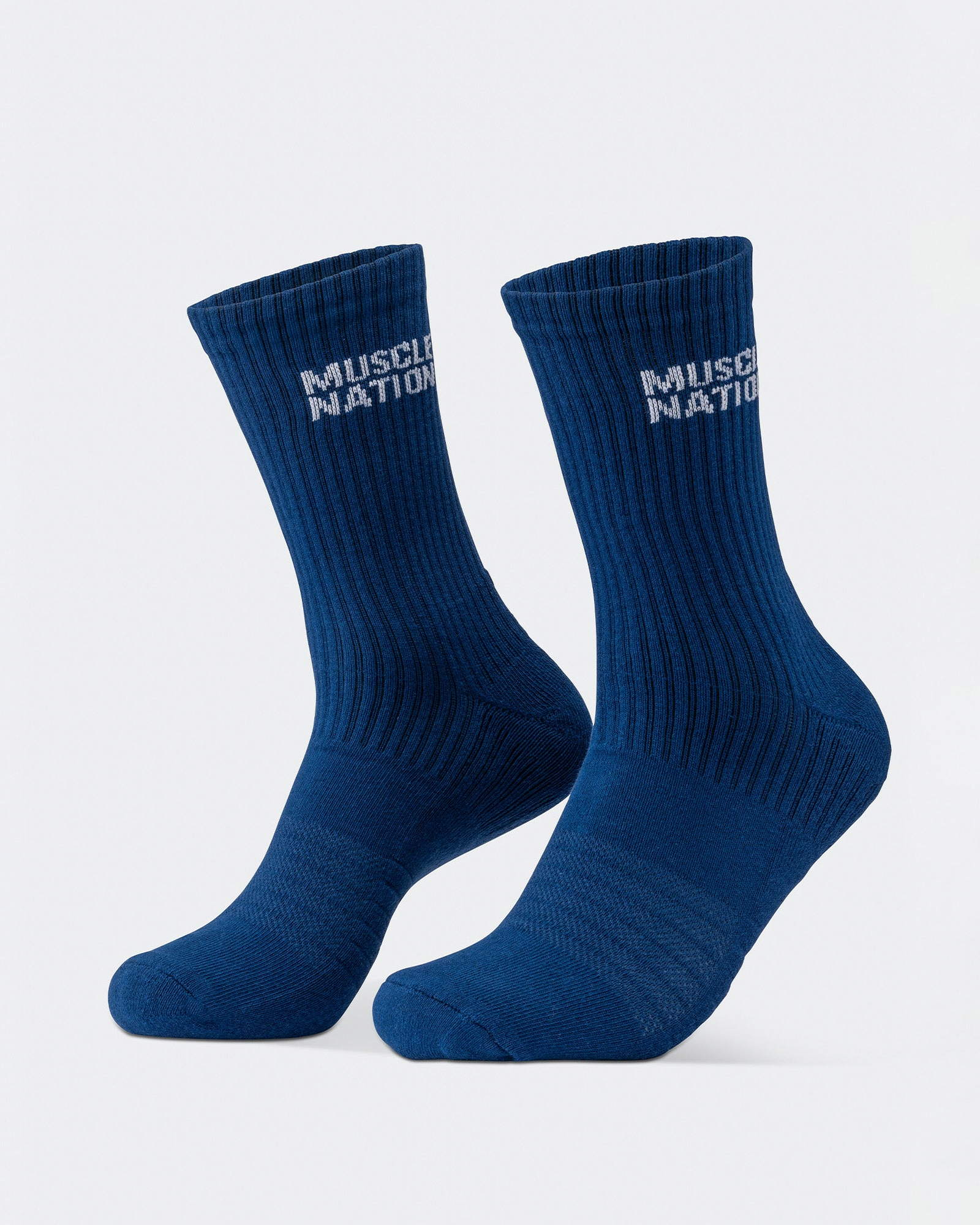 Mens Essential Crew Socks (3x Pack) - Navy / Hawaiian Blue / Off White