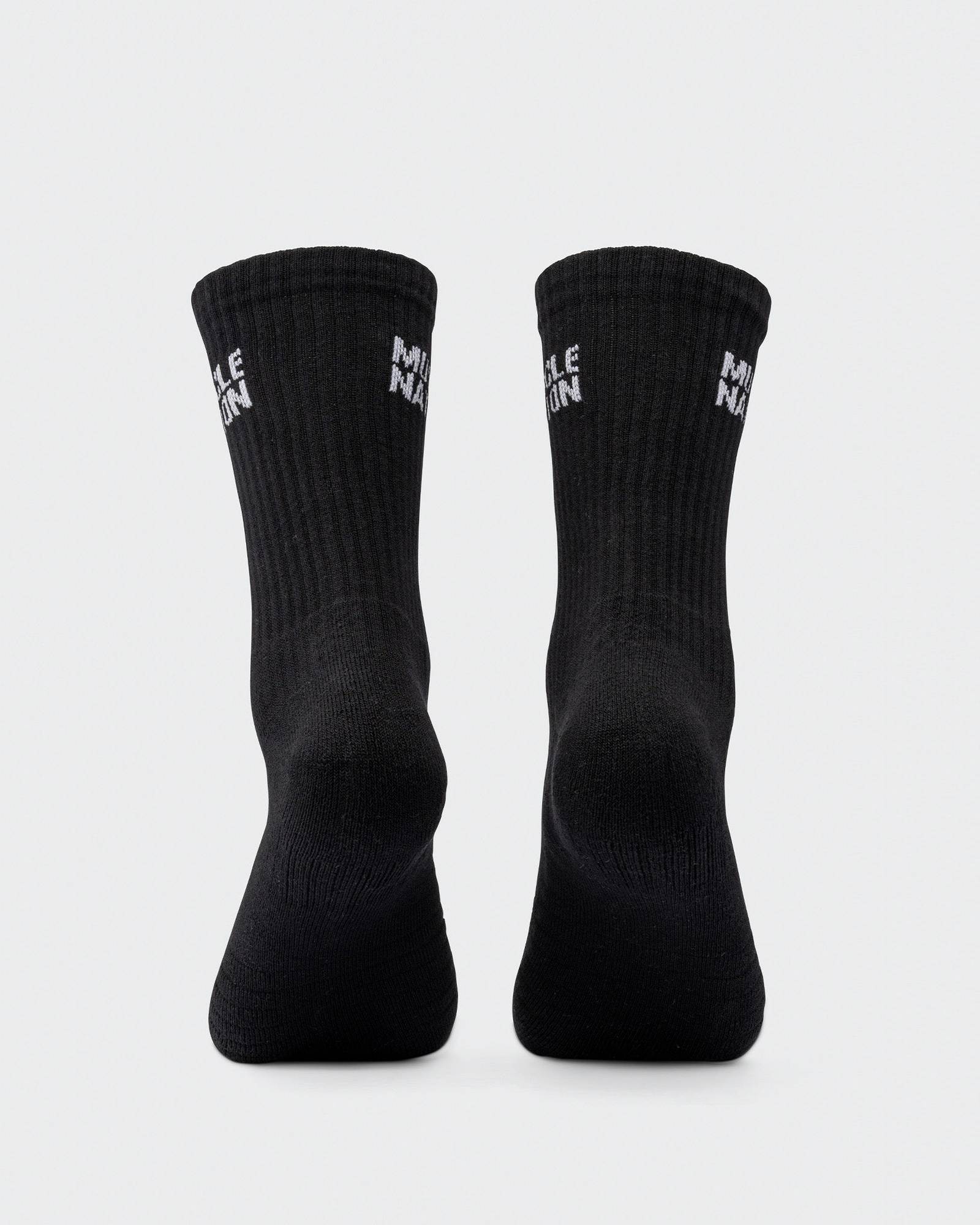 Mens Essential Crew Socks (2x Pack) - Black