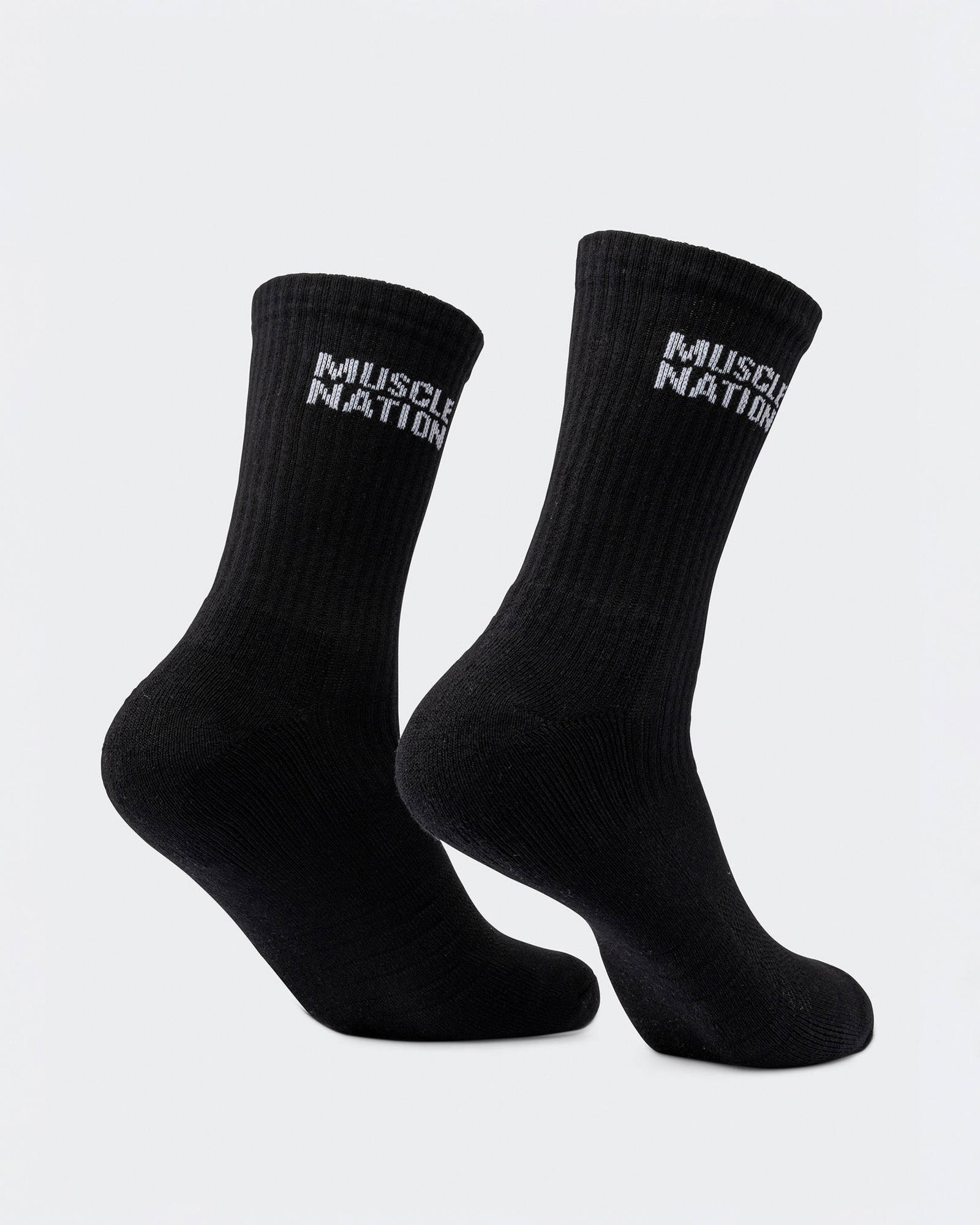 Mens Essential Crew Socks (2x Pack) - Black