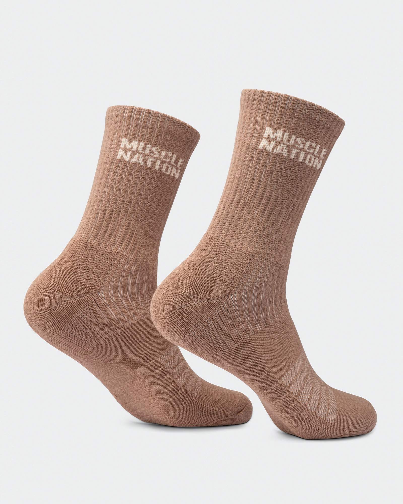 Mens Essential Crew Socks (2x Pack) - Taupe / Dew